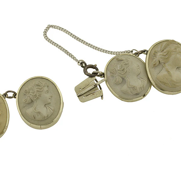 Victorian Sterling Silver & Lava Cameo Necklace - Image 7