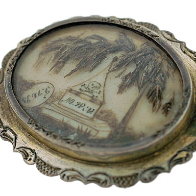 Victorian Sterling Silver Sepia Mourning Hair Pin - Image 4
