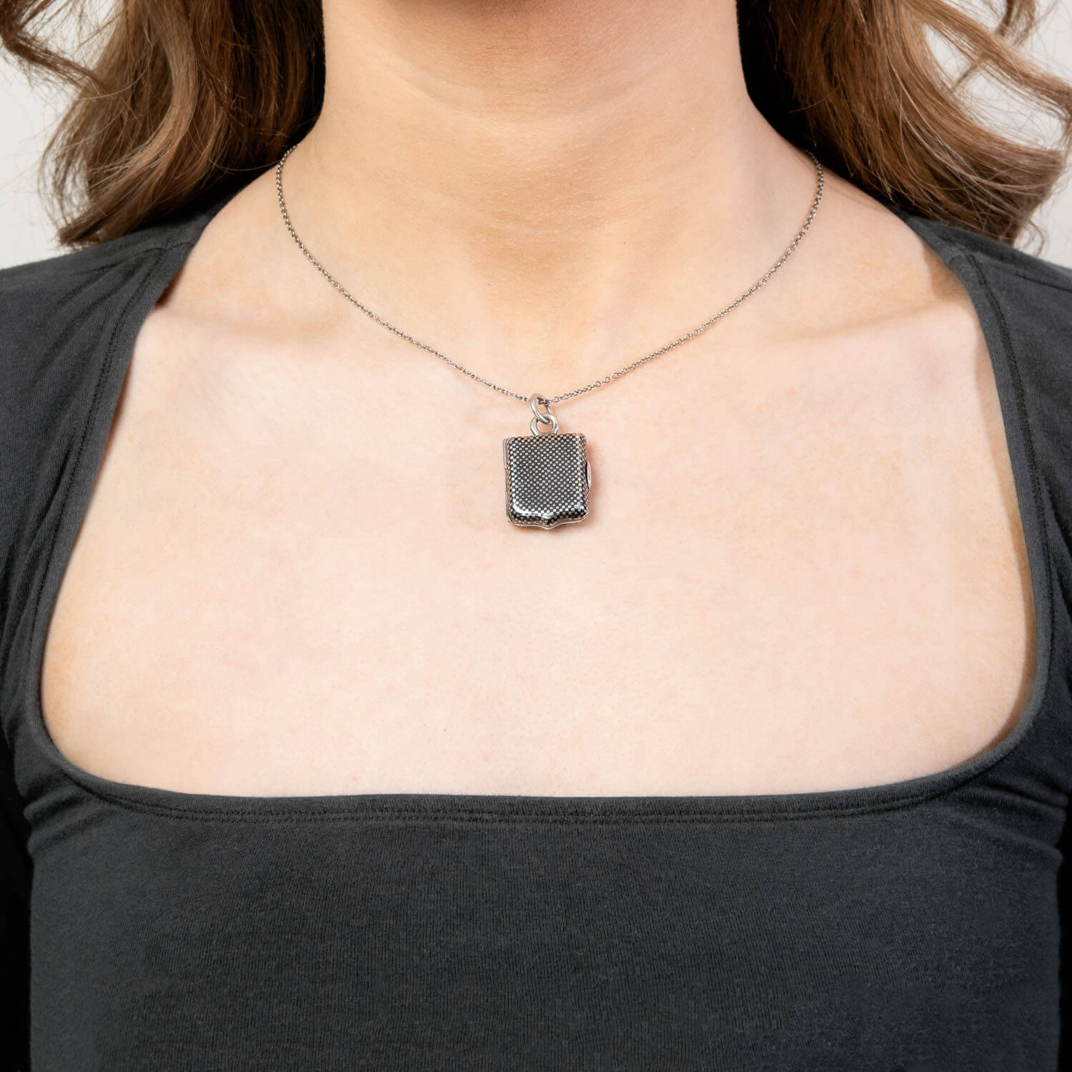 Victorian Sterling Silver Niello Locket Pendant - Image 6