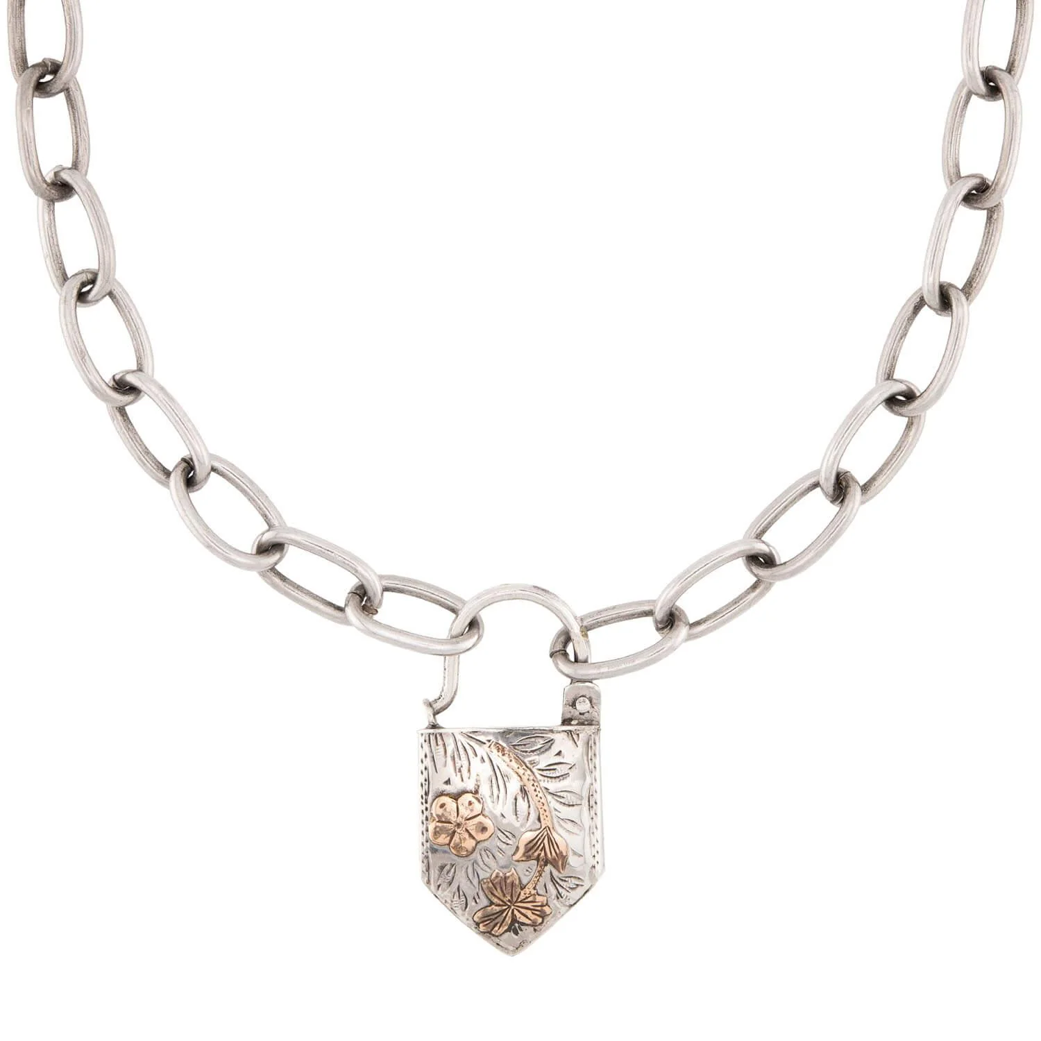 "Victorian" Sterling Silver Padlock Pendant Necklace