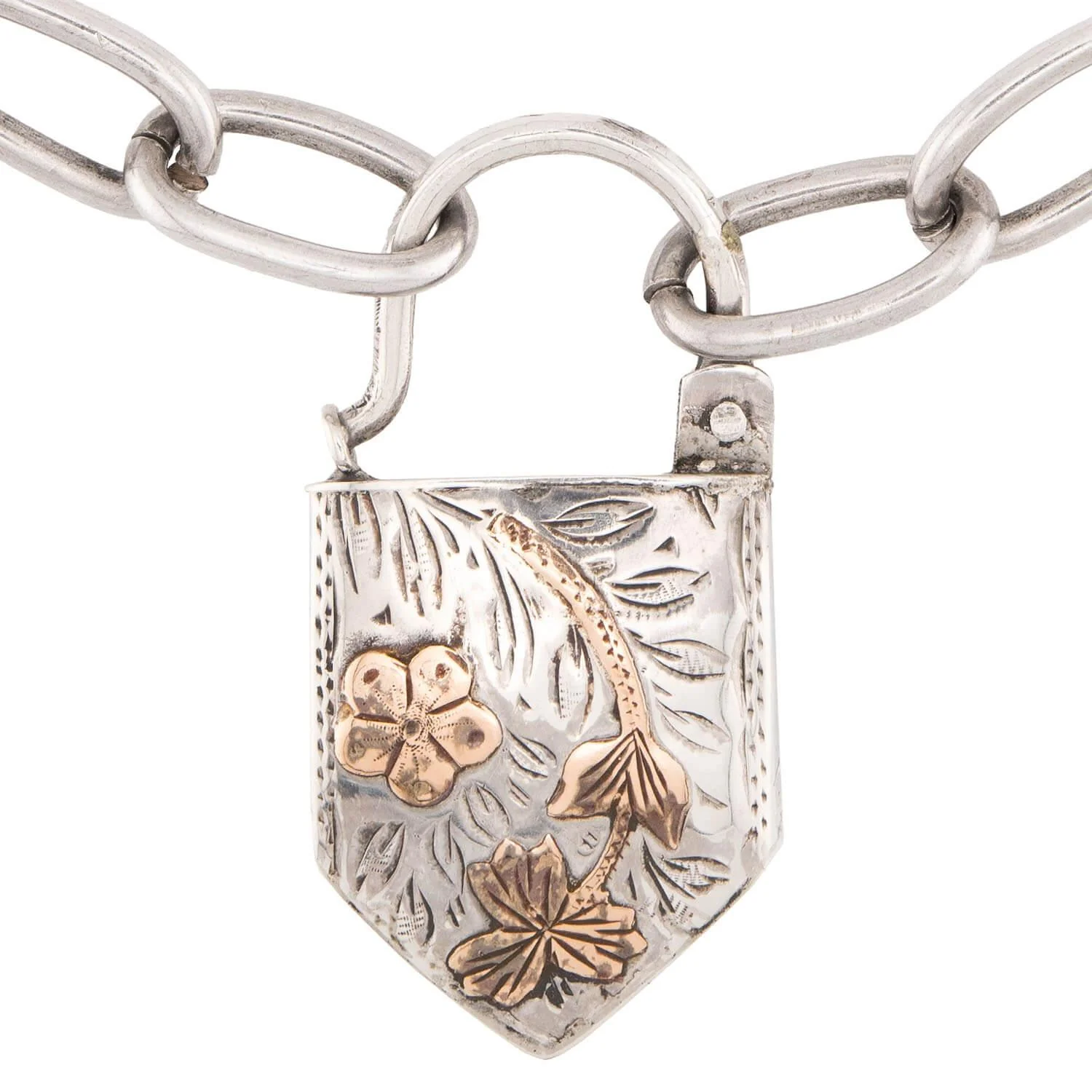 "Victorian" Sterling Silver Padlock Pendant Necklace - Image 4