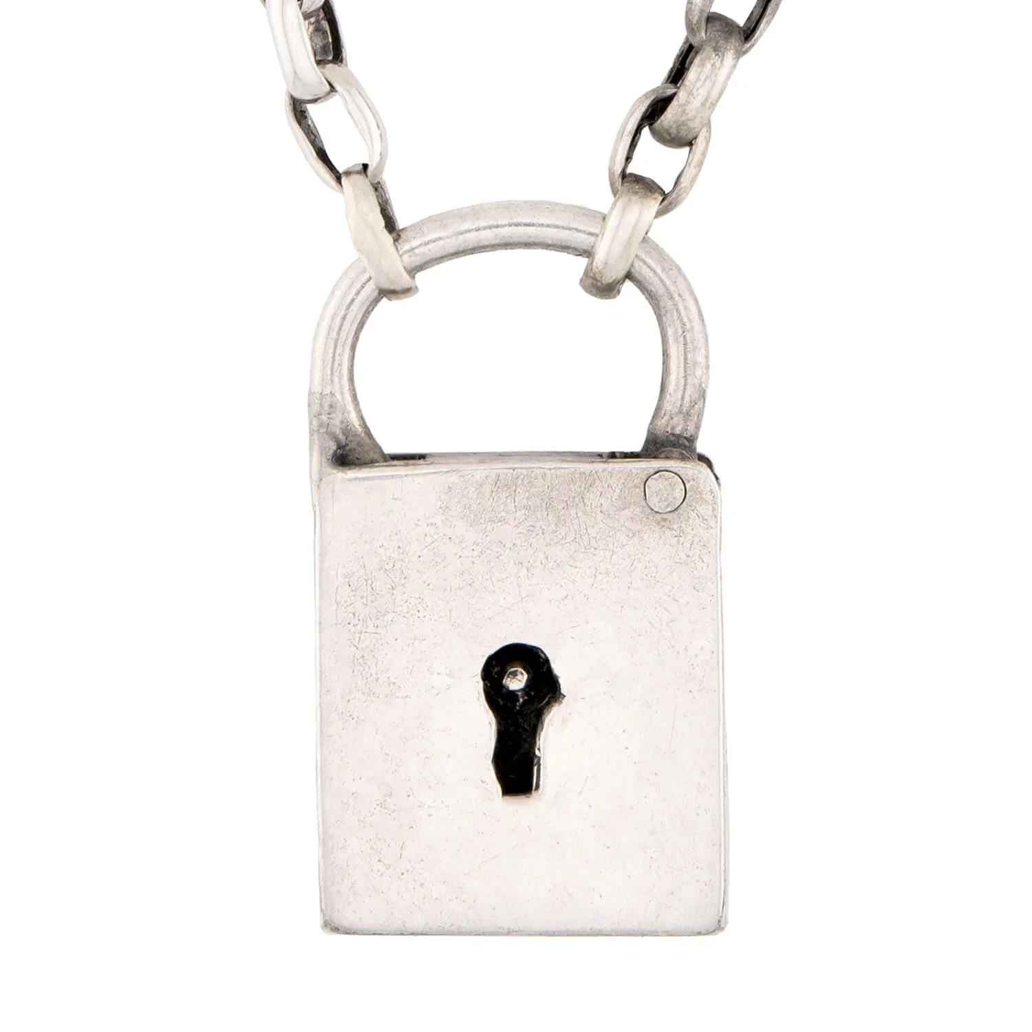 Victorian Sterling Silver Padlock Pendant Necklace