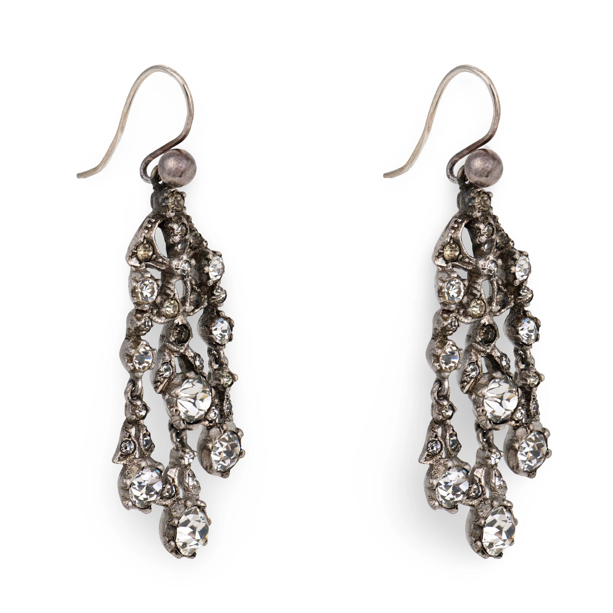 Victorian Sterling Silver Paste Chandelier Earrings - Image 2