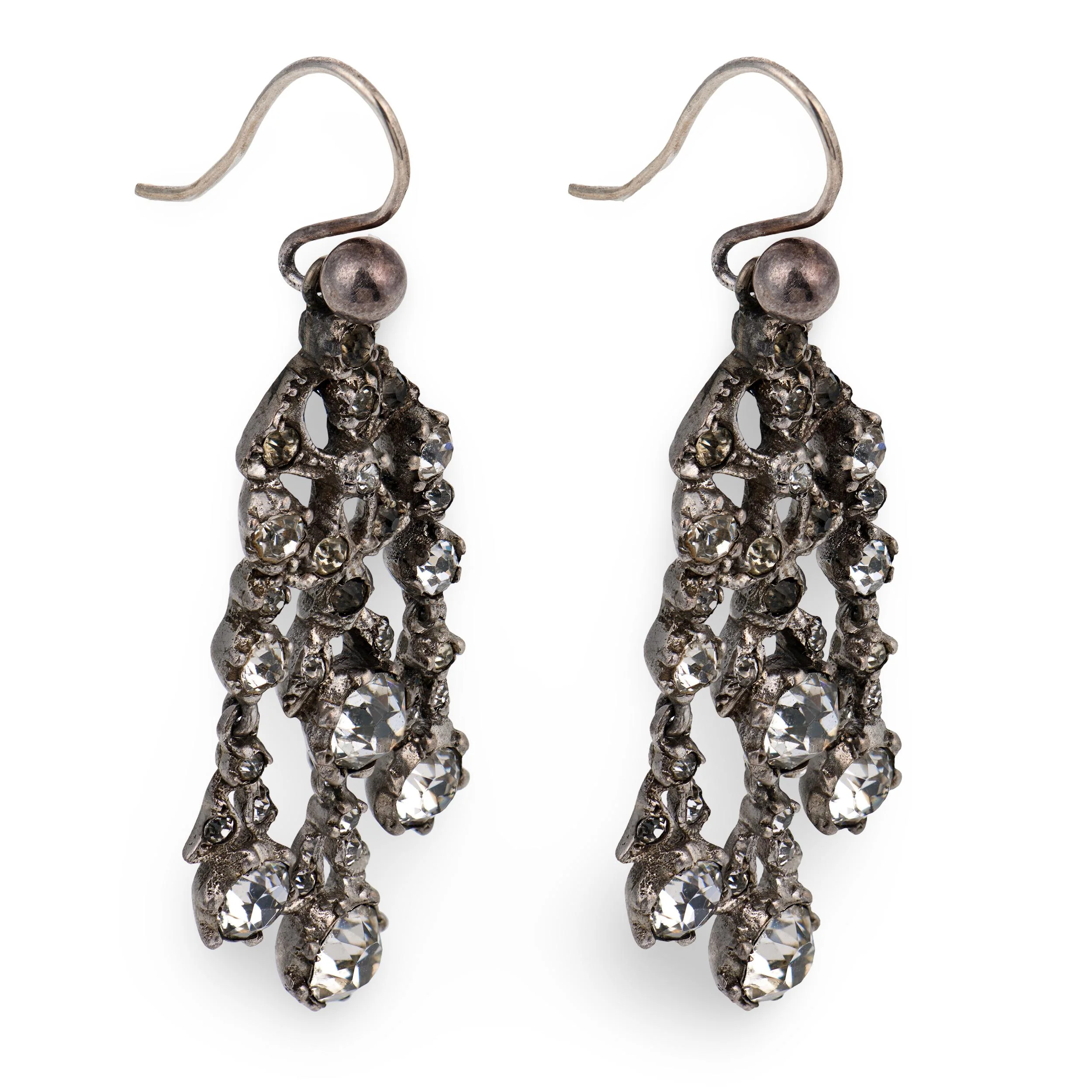 Victorian Sterling Silver Paste Chandelier Earrings - Image 3