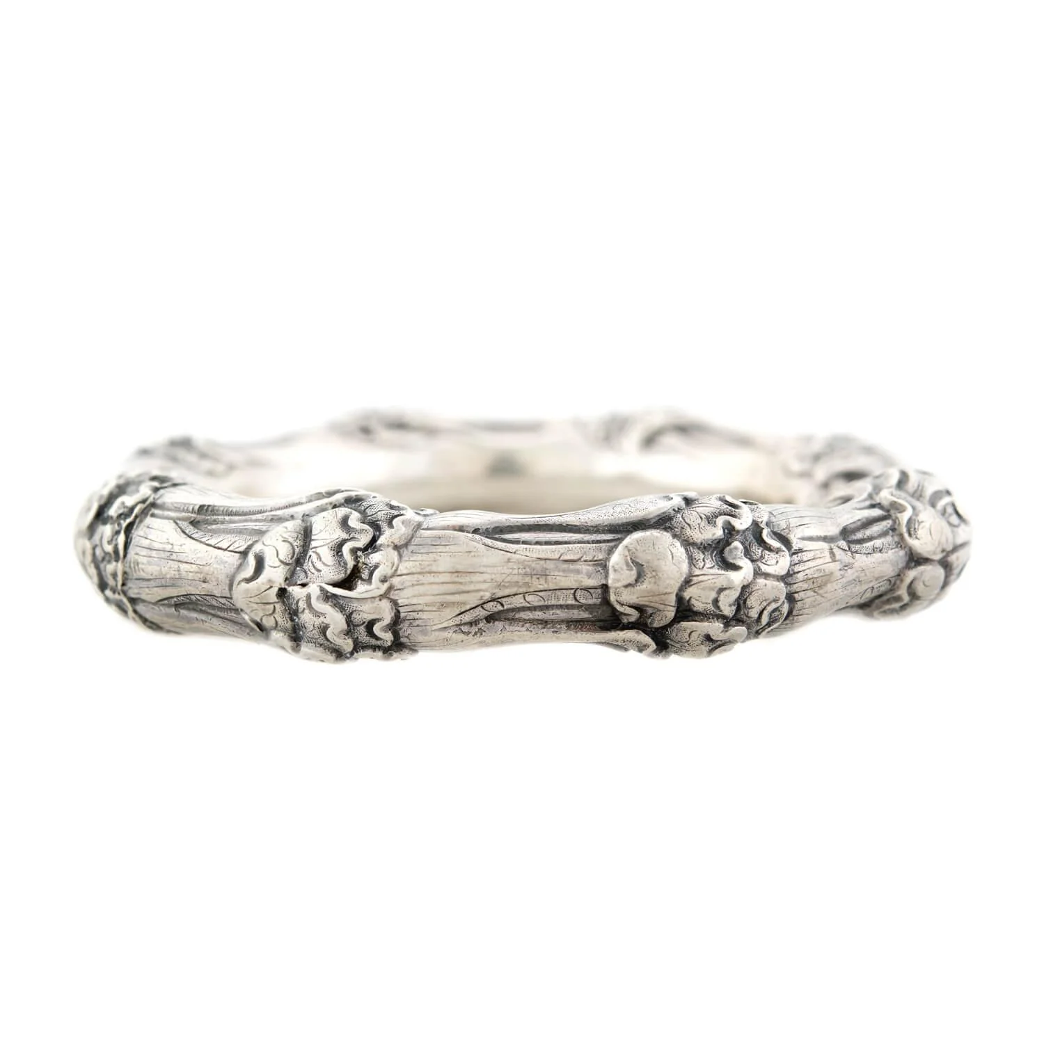 Victorian Sterling Silver Repousse Bangle - Image 3