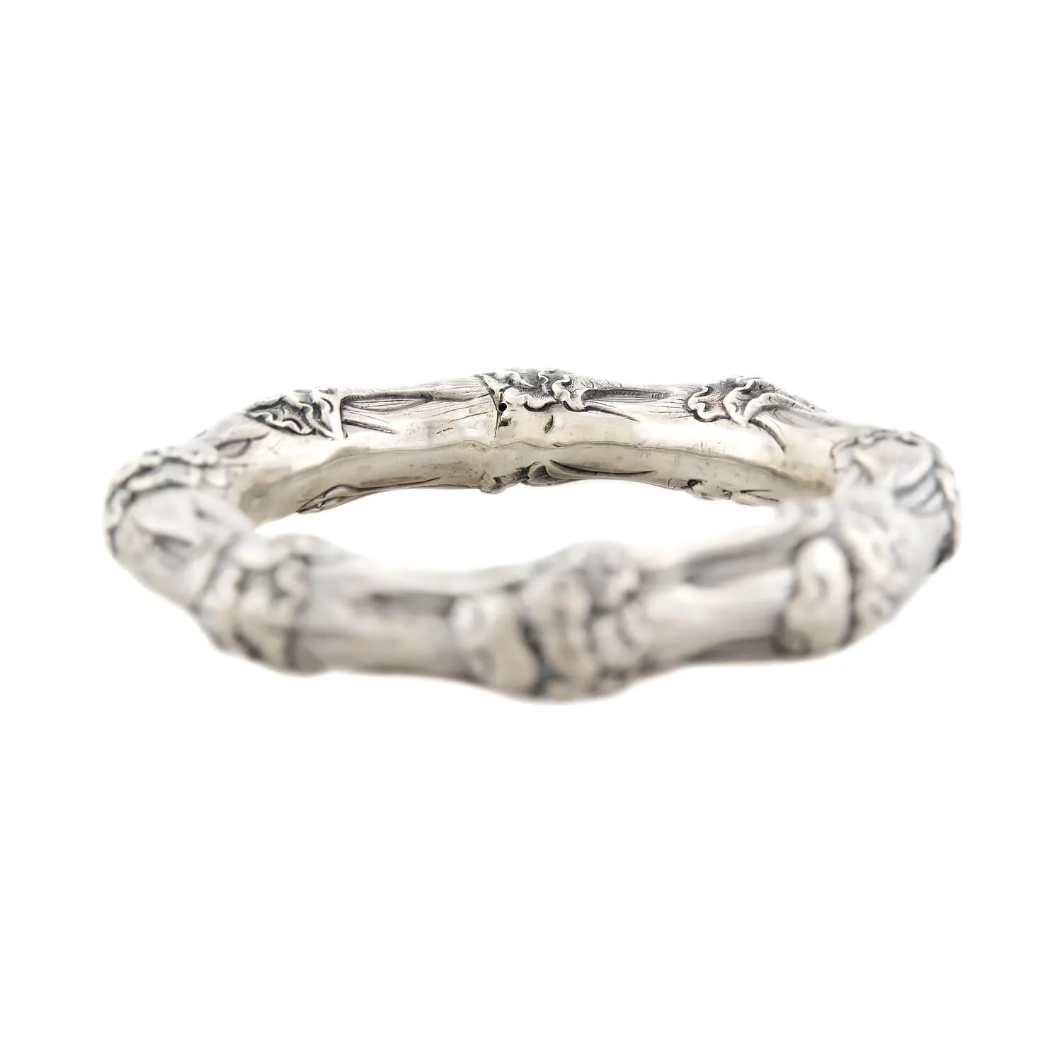 Victorian Sterling Silver Repousse Bangle - Image 4
