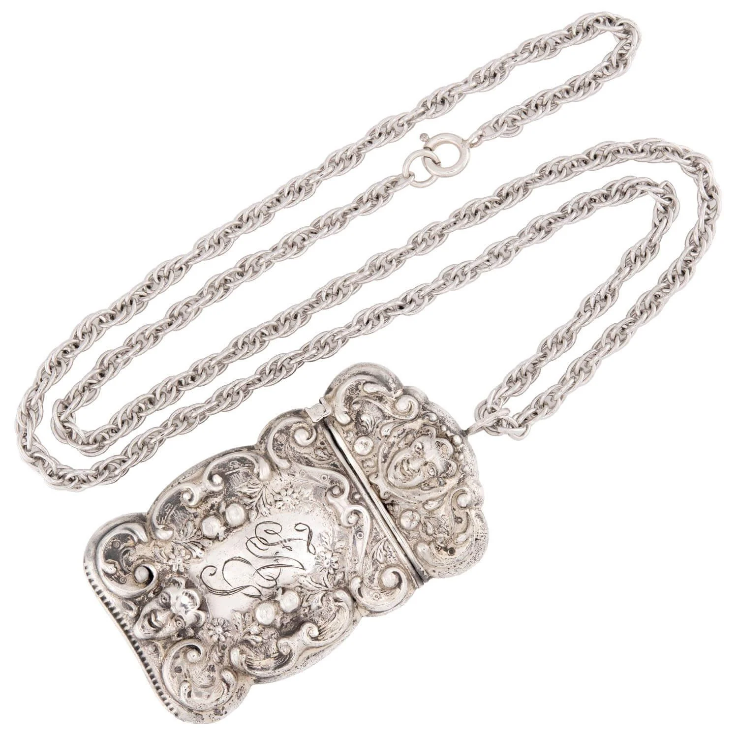 Victorian Sterling Devil Repoussé Match Safe Necklace - Image 2