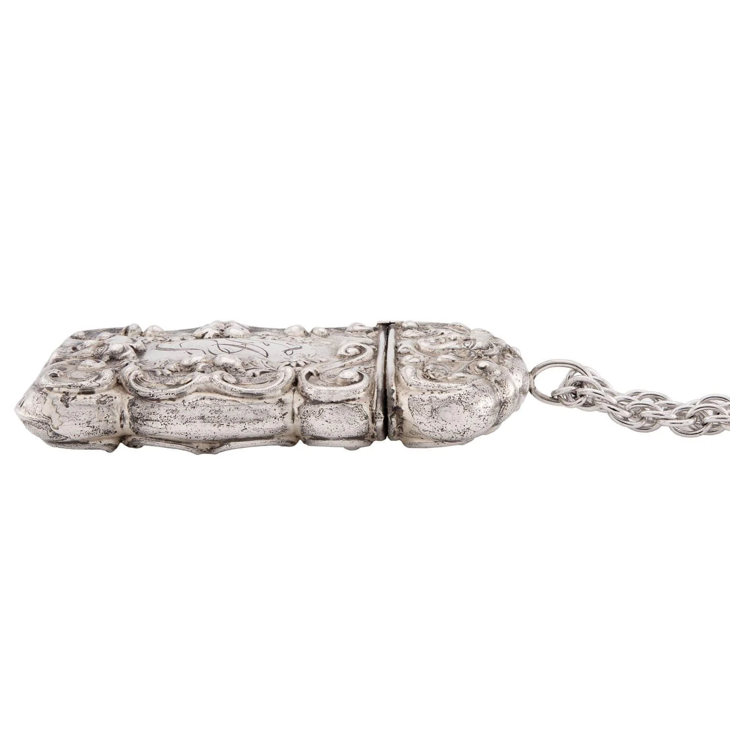 Victorian Sterling Devil Repoussé Match Safe Necklace - Image 3