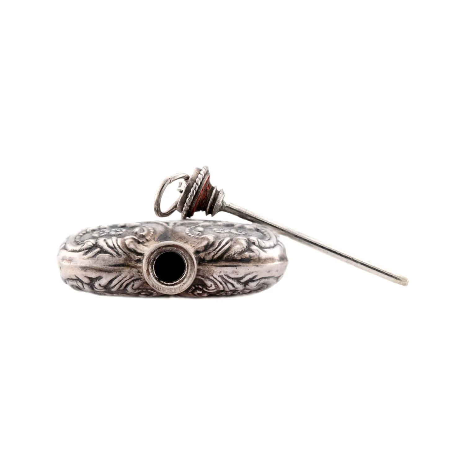 Victorian Sterling Silver Repoussé Perfume Bottle Pendant - Image 4