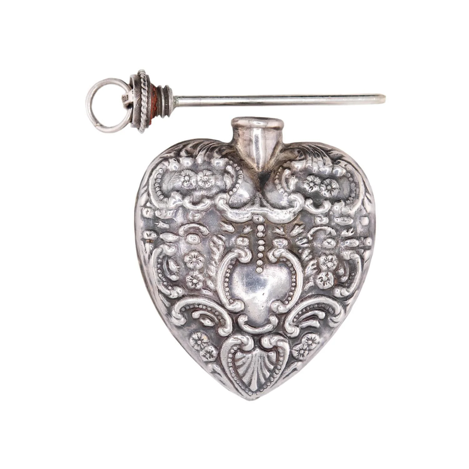 Victorian Sterling Silver Repoussé Perfume Bottle Pendant - Image 5