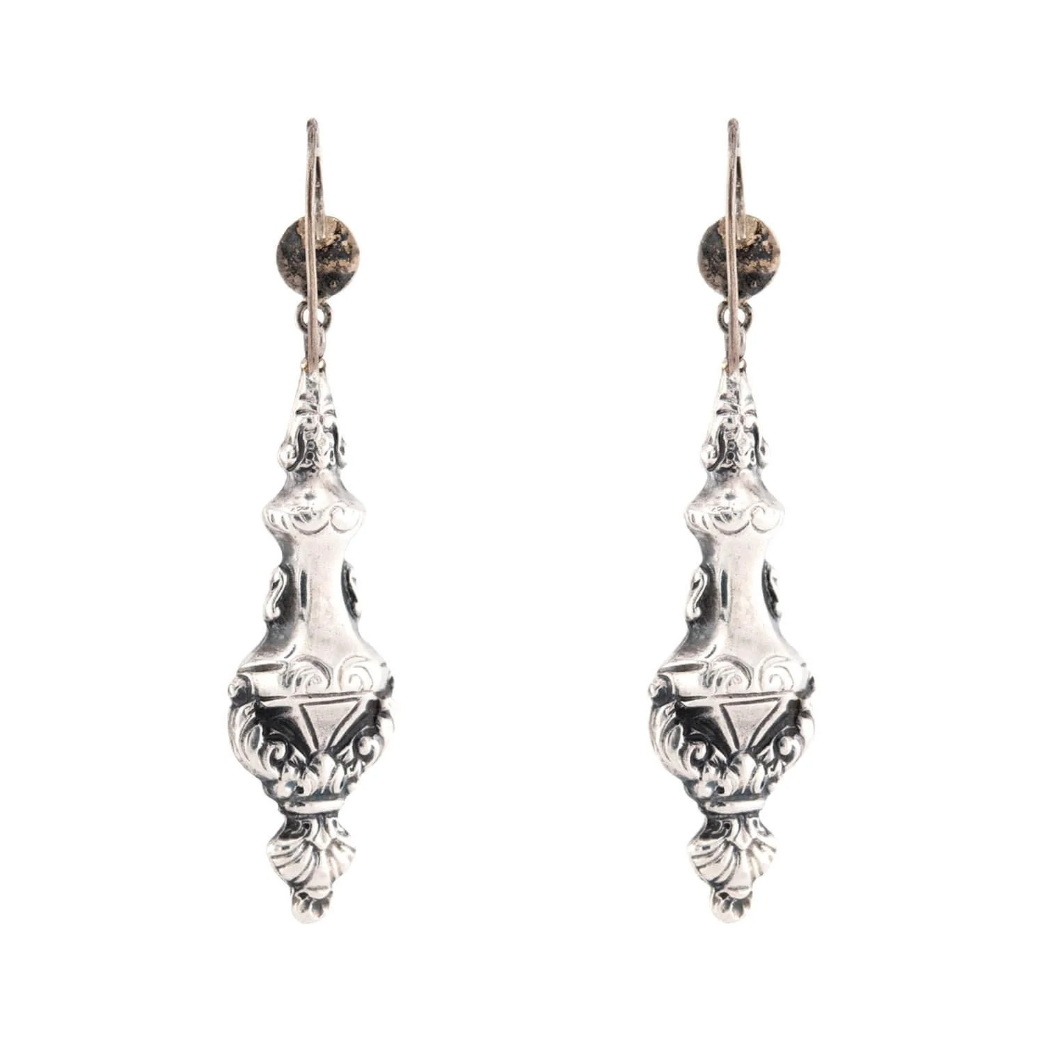 Victorian Sterling Silver Repousse Urn Earrings - Image 3