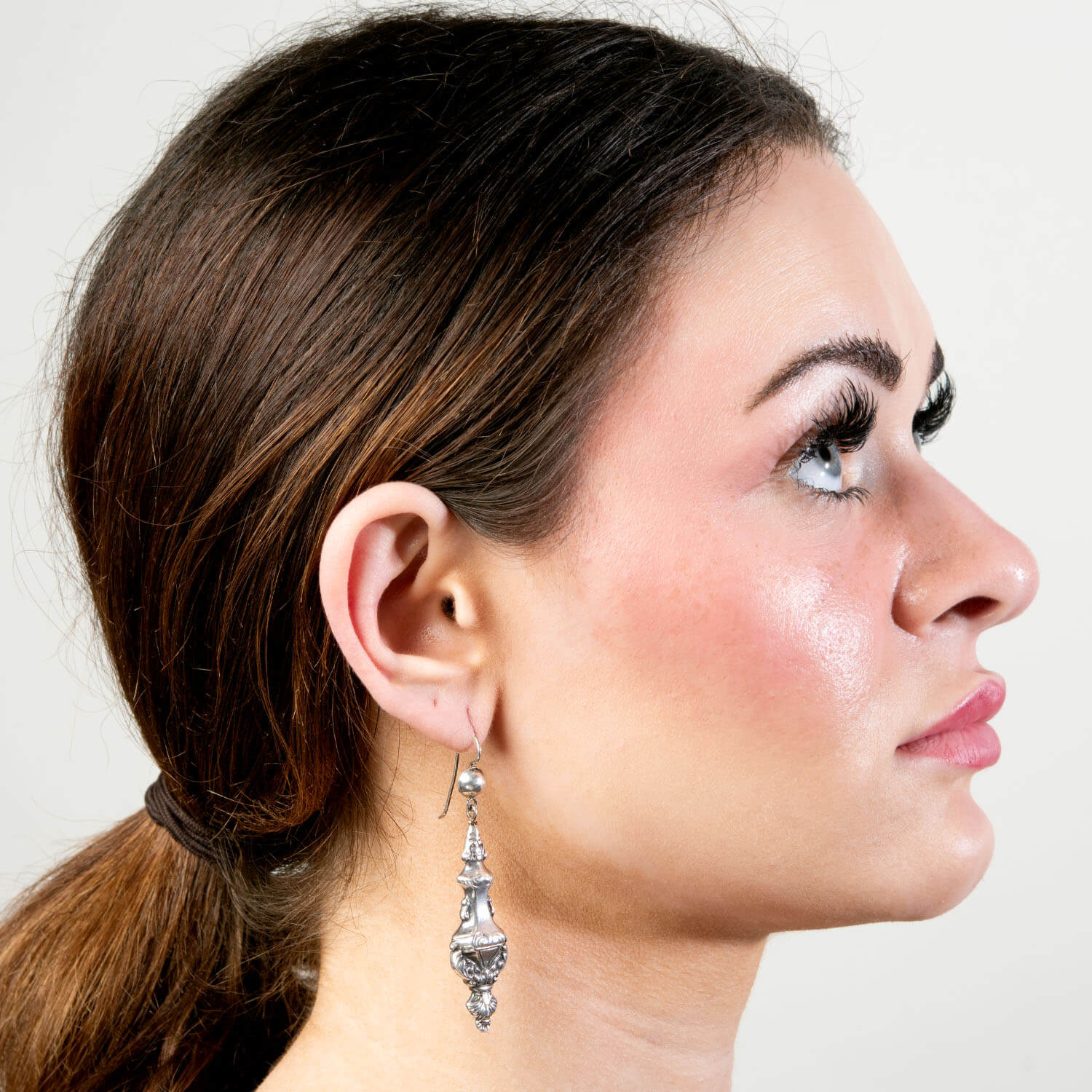 Victorian Sterling Silver Repousse Urn Earrings - Image 4