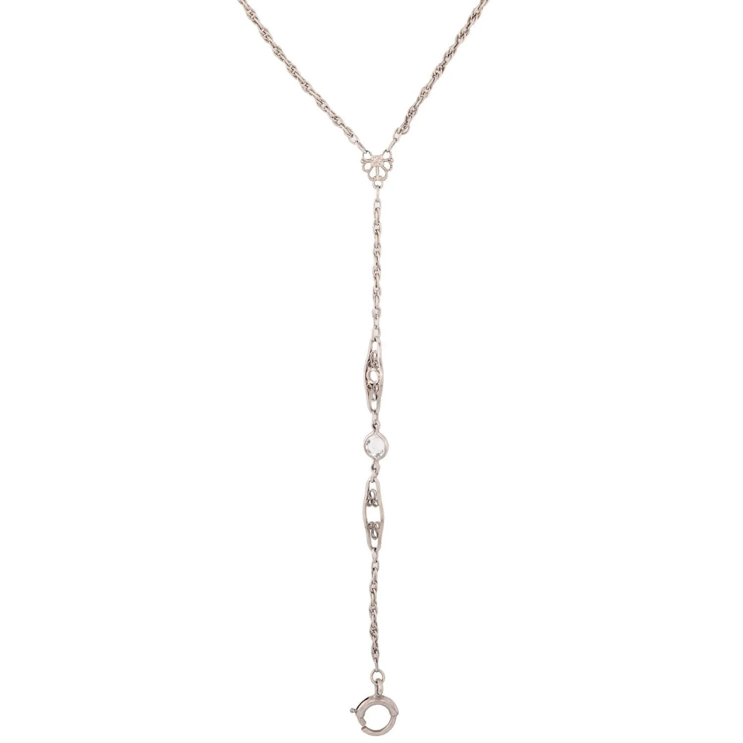 Victorian Sterling Silver Rock Quartz Crystal Lorgnette Chain