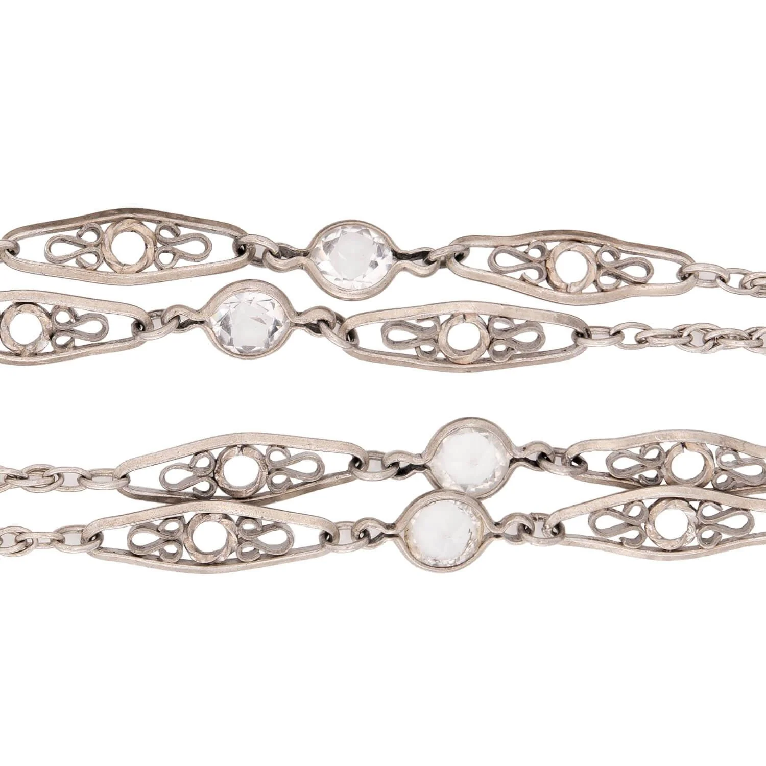 Victorian Sterling Silver Rock Quartz Crystal Lorgnette Chain - Image 3