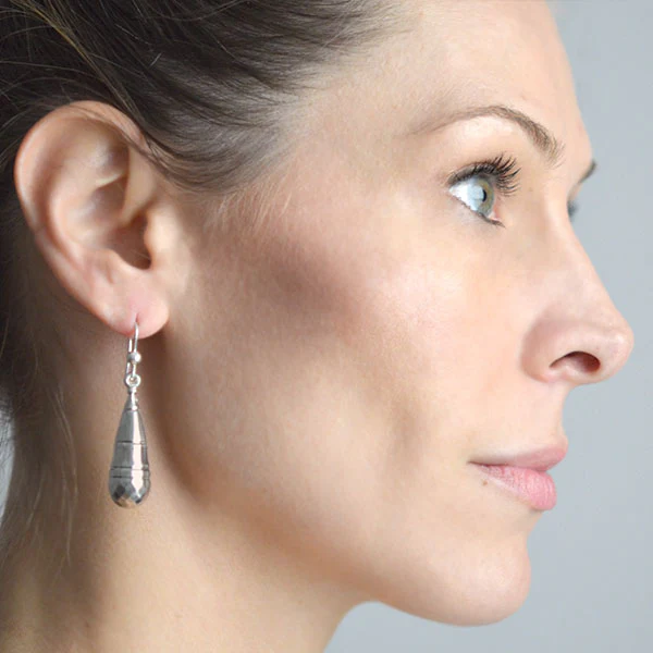 Victorian Sterling Silver Teardrop Vessel Earrings - Image 6