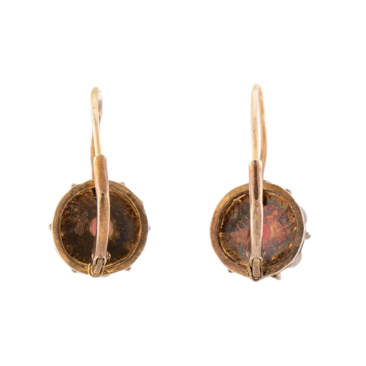 Victorian Sterling Silver Tourmaline and Opal Floral Earrings - Image 3