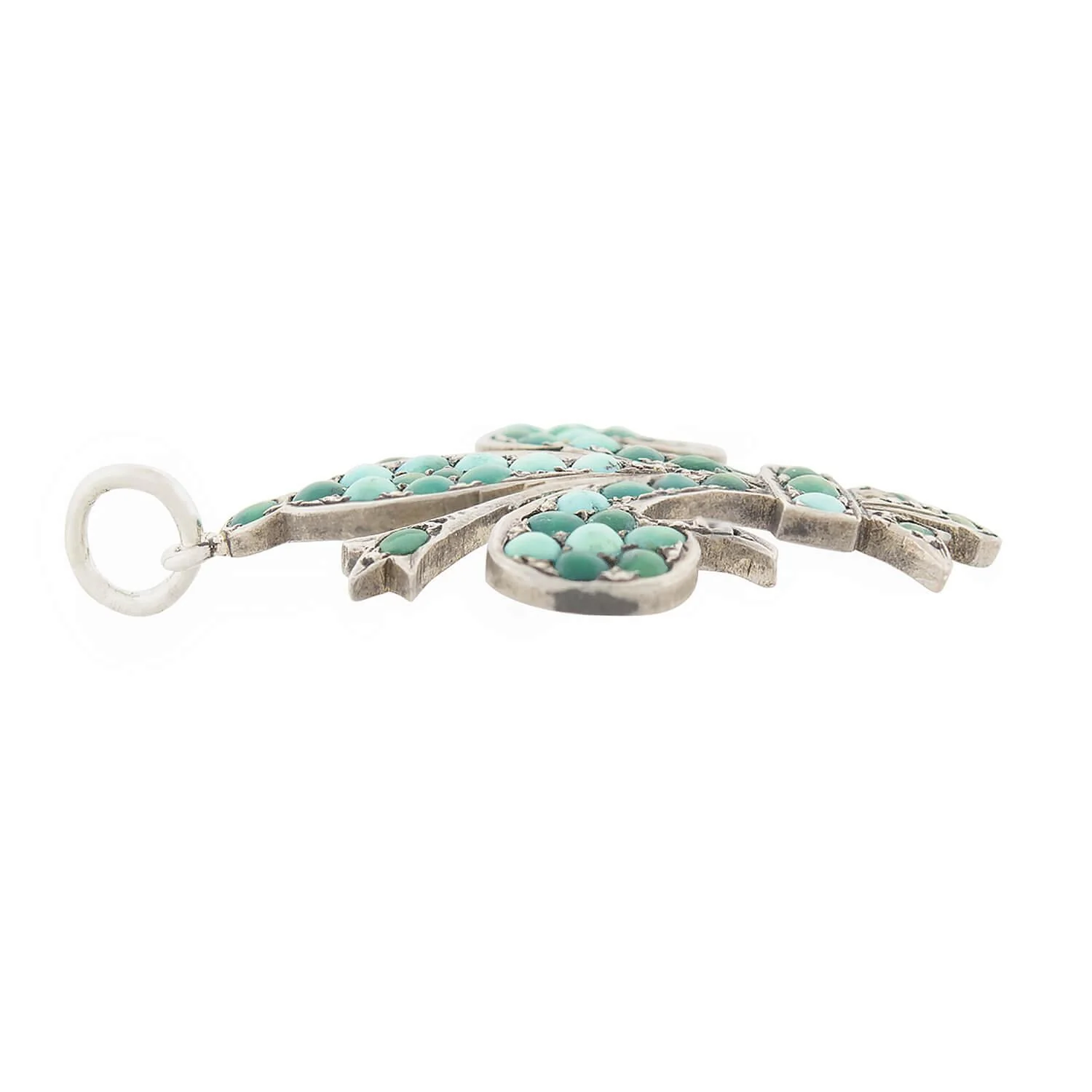 Victorian Sterling Silver Turquoise Fleur De Lis Pendant - Image 2
