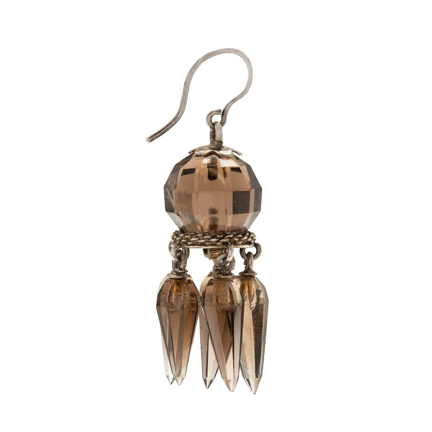 Victorian Sterling Smoky Topaz Foxtail Earrings - Image 2