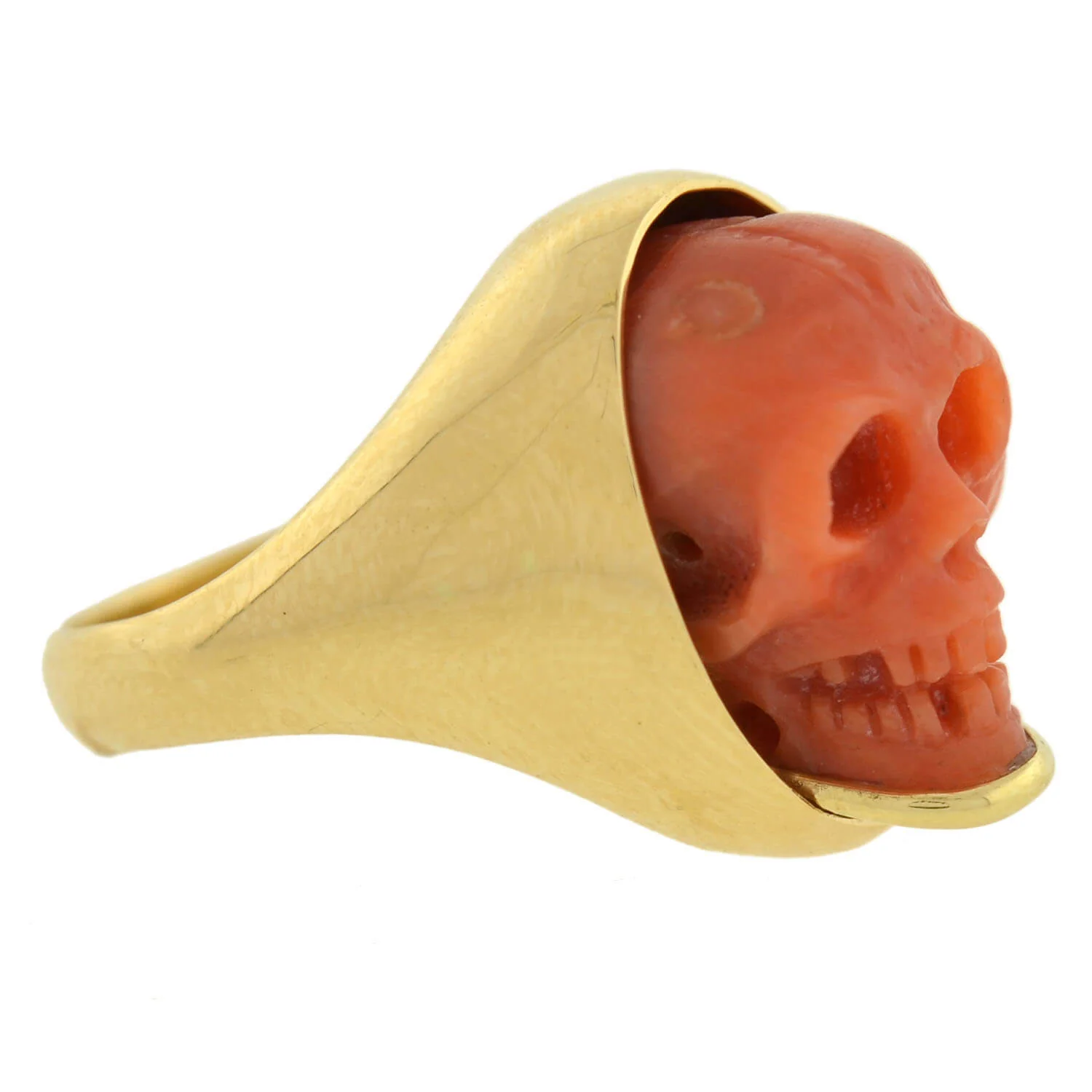 Victorian 18k Hand Coral Skull Ring - Image 2