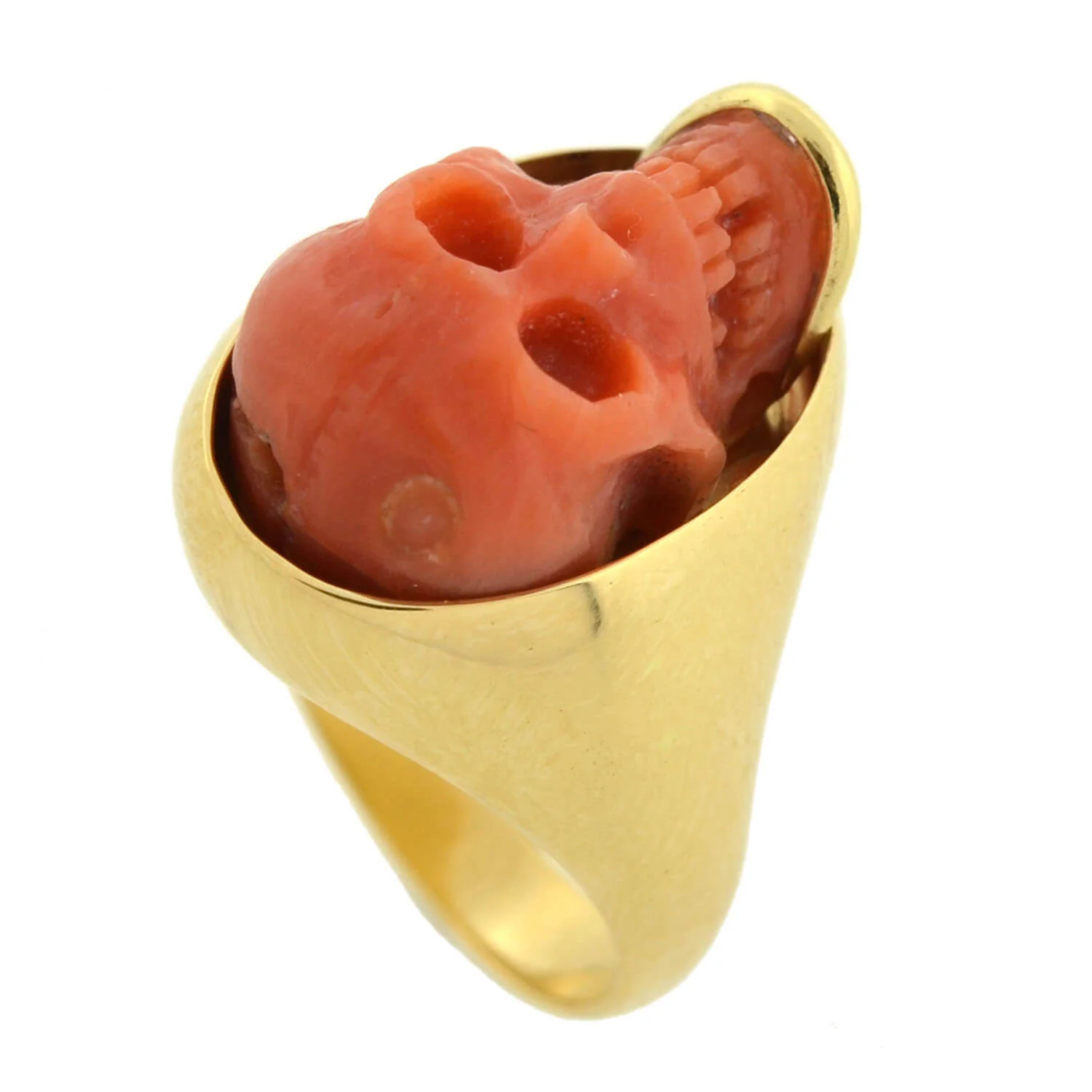 Victorian 18k Hand Coral Skull Ring - Image 6