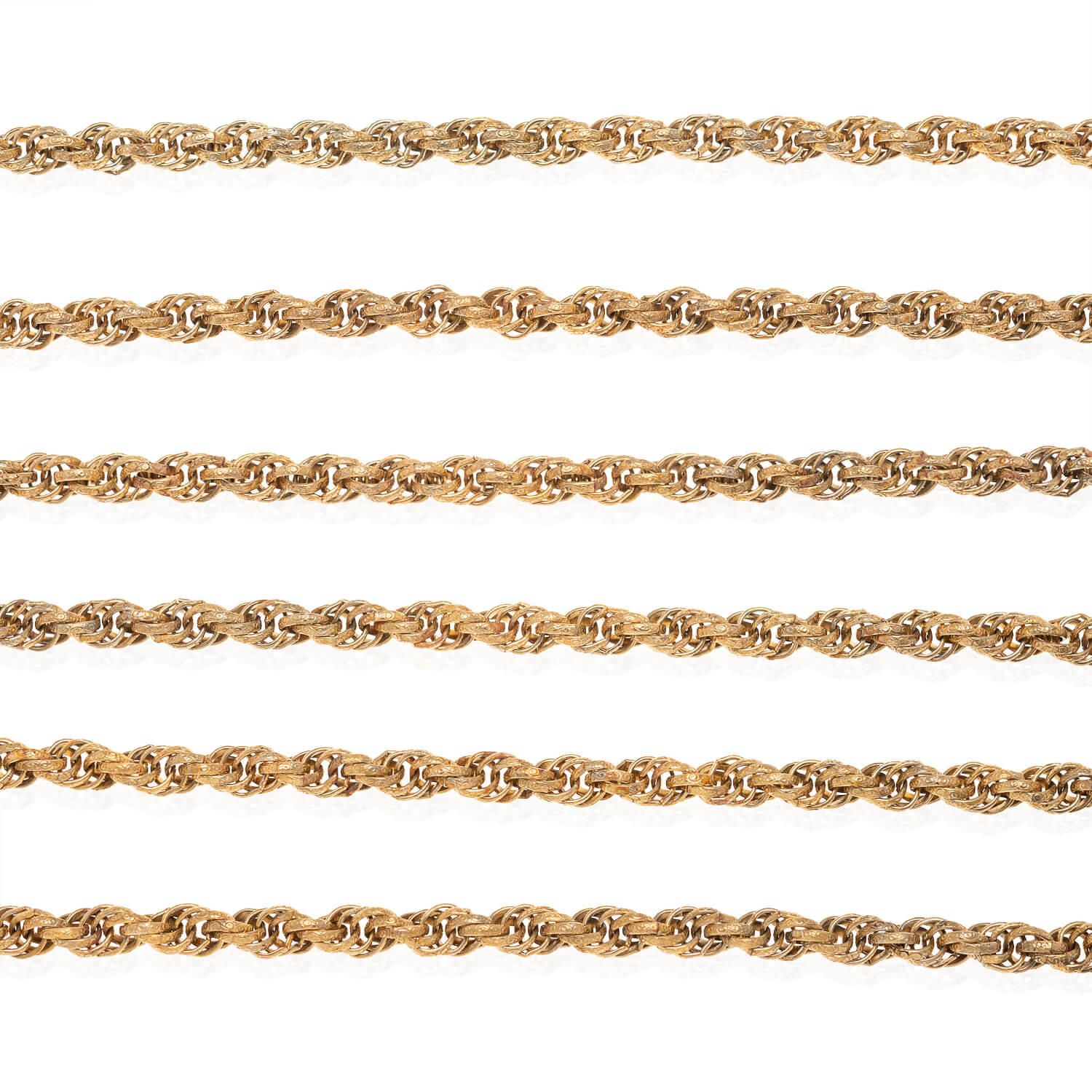 Victorian Style Long Gold-Plated Twisted Rope Chain Necklace 60" - Image 3