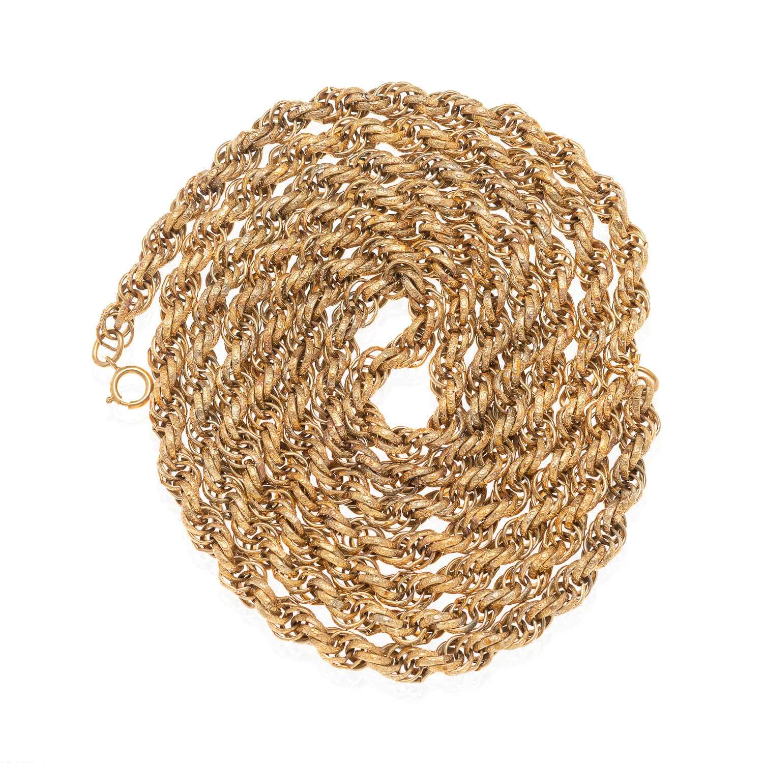 Victorian Style Long Gold-Plated Twisted Rope Chain Necklace 60" - Image 4