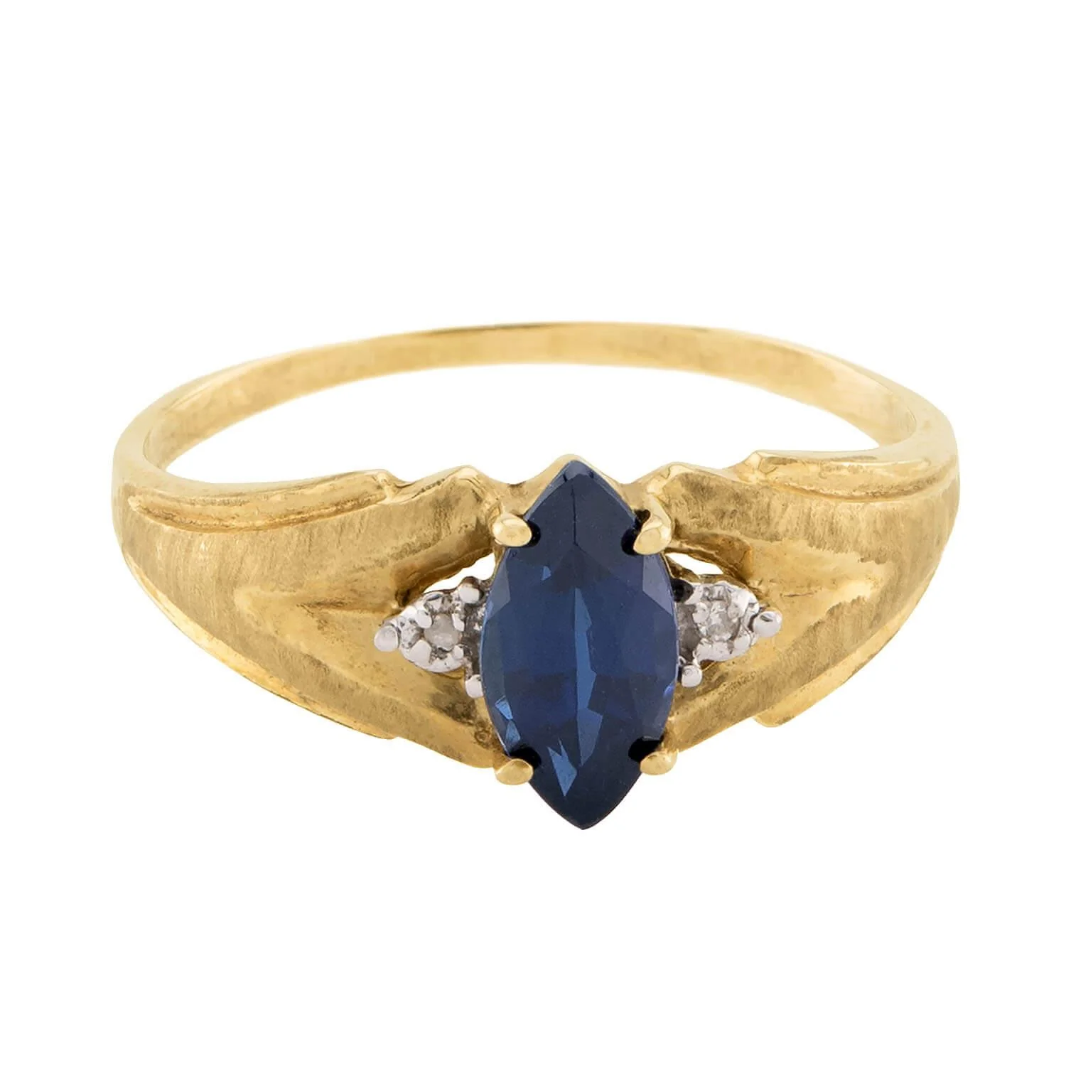 Vintage 10k Sapphire & Diamond Ring - Image 2