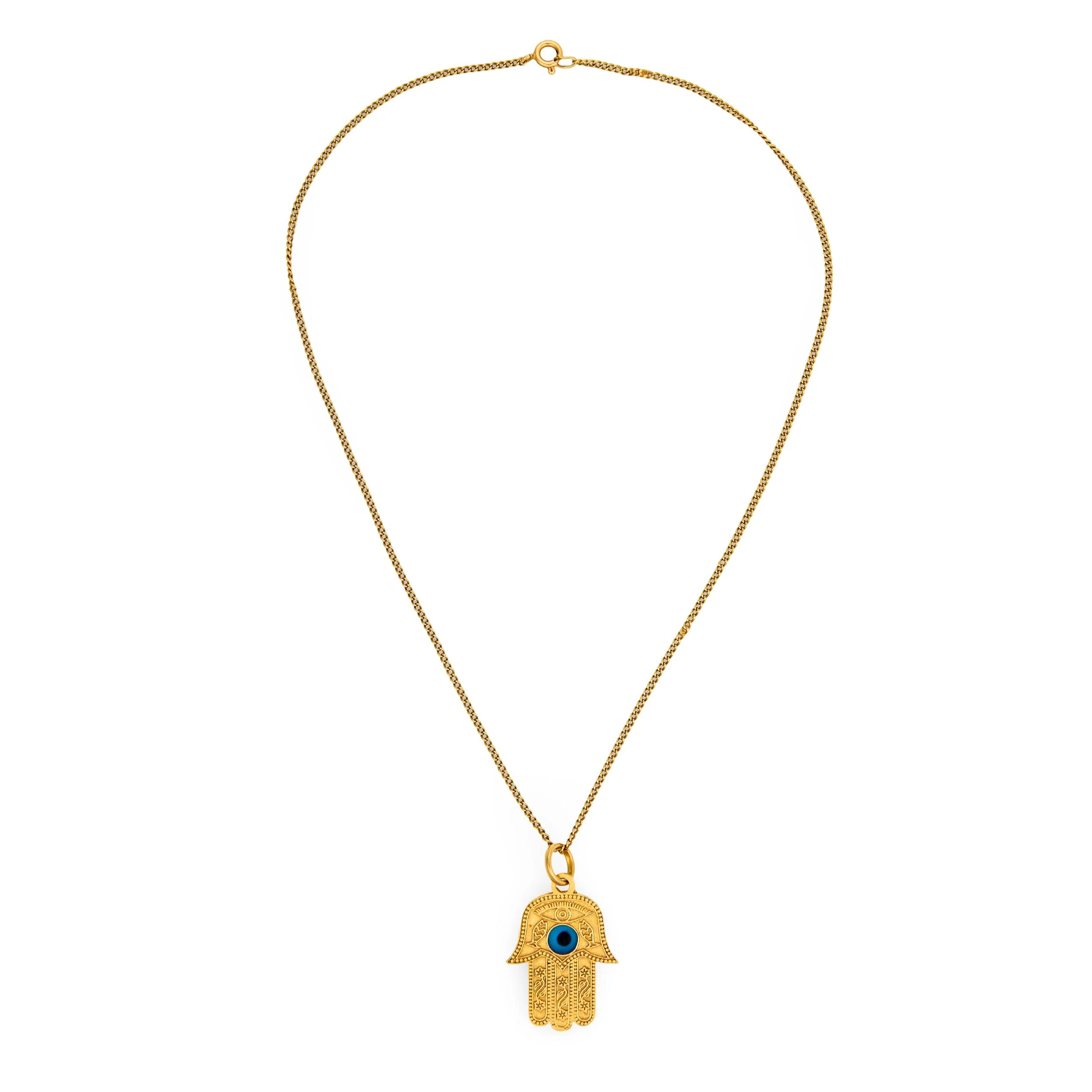 Vintage 14k/18k Hamsa Pendant Necklace - Image 2