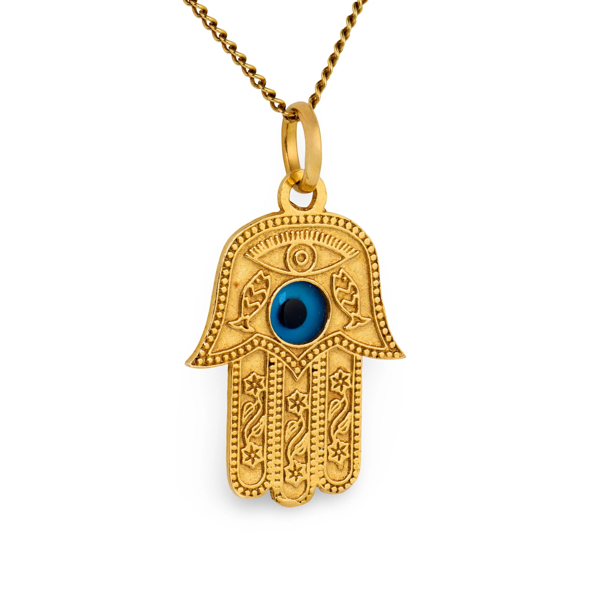 Vintage 14k/18k Hamsa Pendant Necklace - Image 3