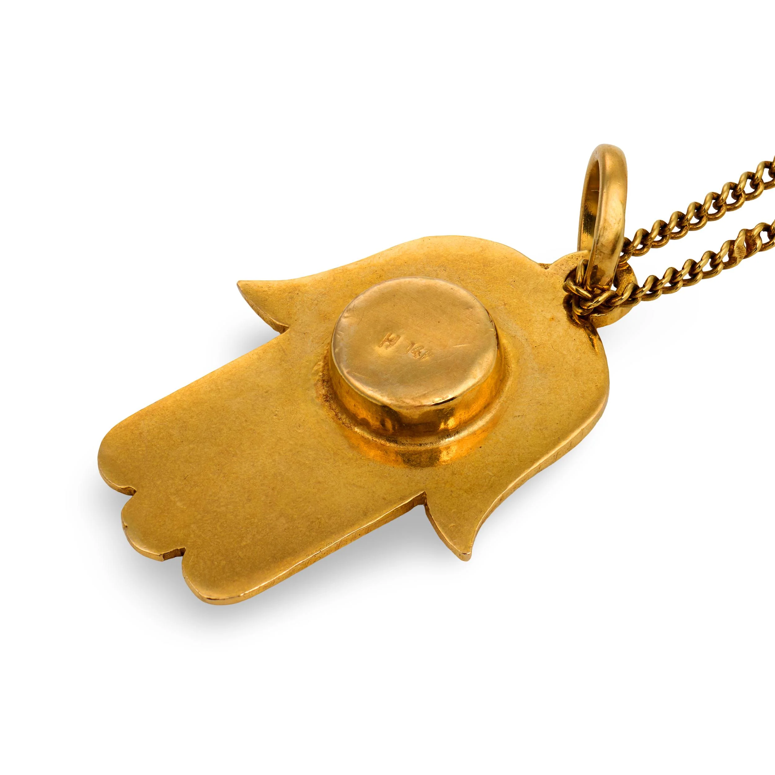Vintage 14k/18k Hamsa Pendant Necklace - Image 4