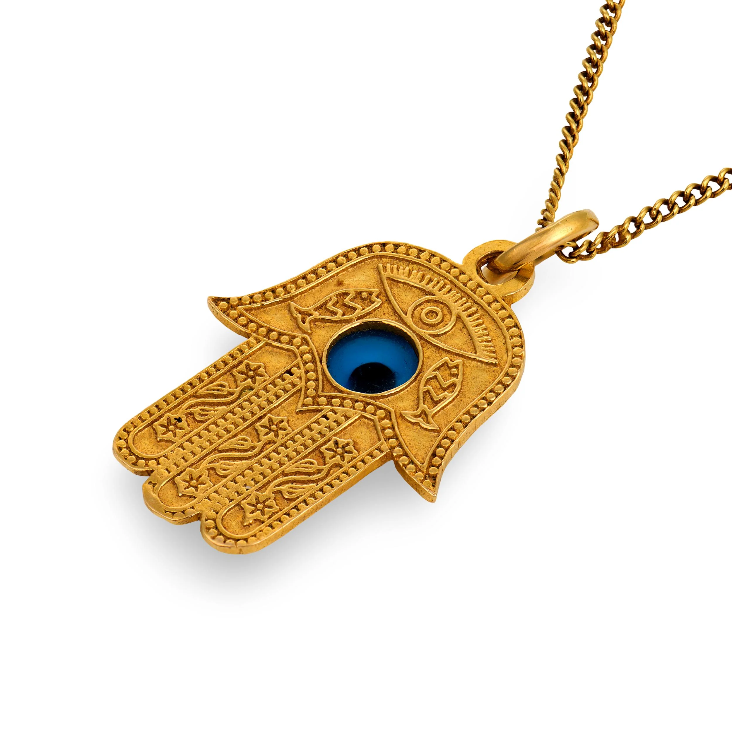 Vintage 14k/18k Hamsa Pendant Necklace - Image 5