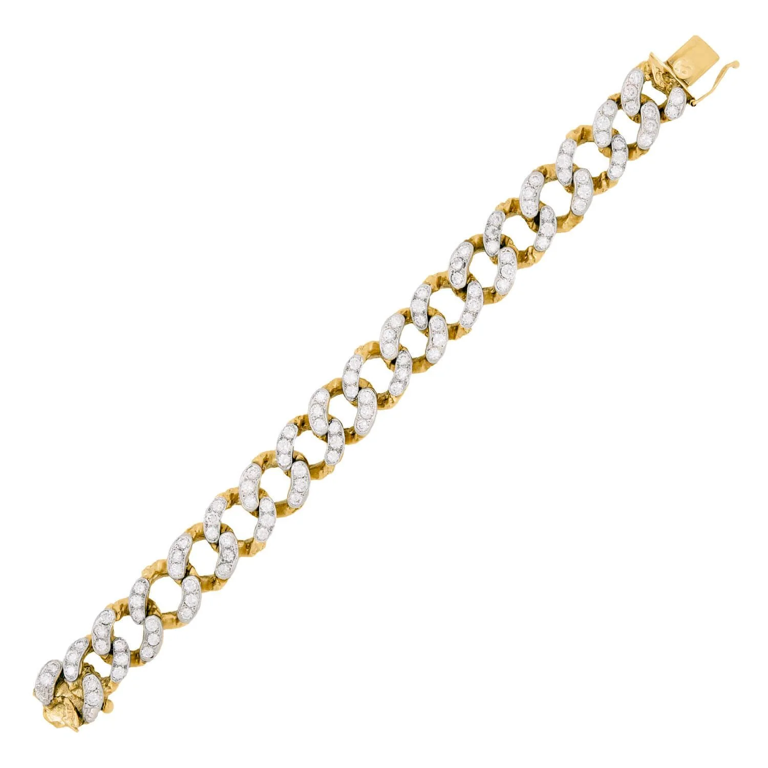 Vintage 14k & Platinum Diamond Cuban Link Bracelet (On Hold) - Image 2