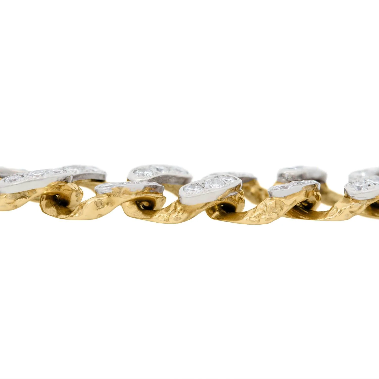 Vintage 14k & Platinum Diamond Cuban Link Bracelet (On Hold) - Image 3