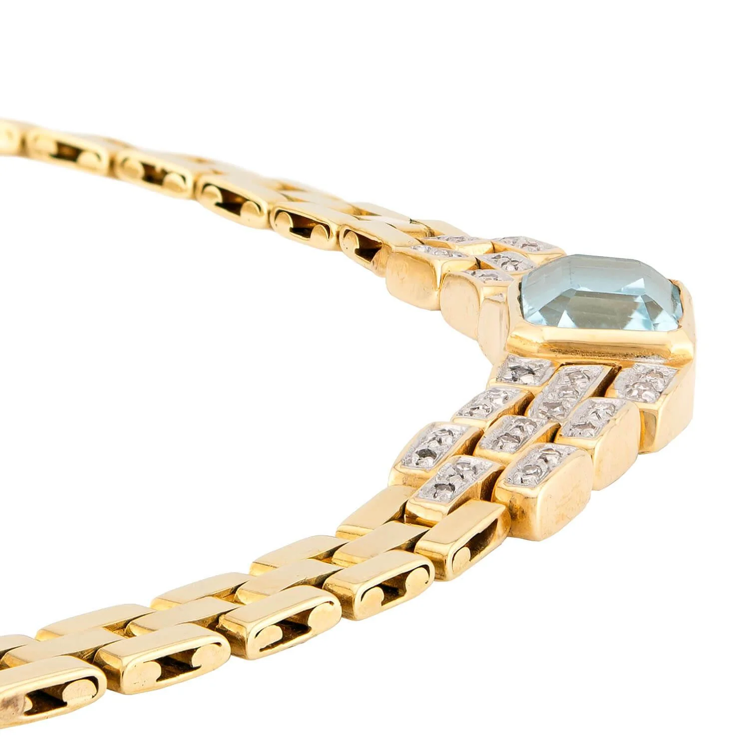 Estate 14k 3.75ct Aqua & Diamond Necklace 34 DWT - Image 3