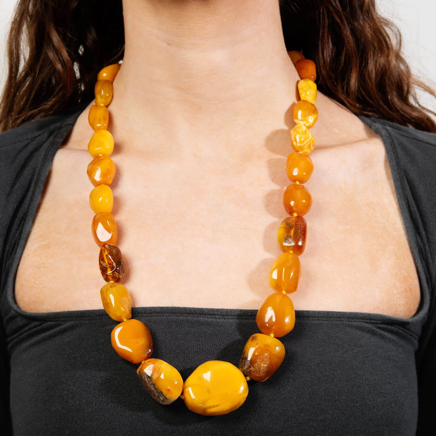 Vintage 14k Baltic Butterscotch Bead Necklace 26" - Image 5
