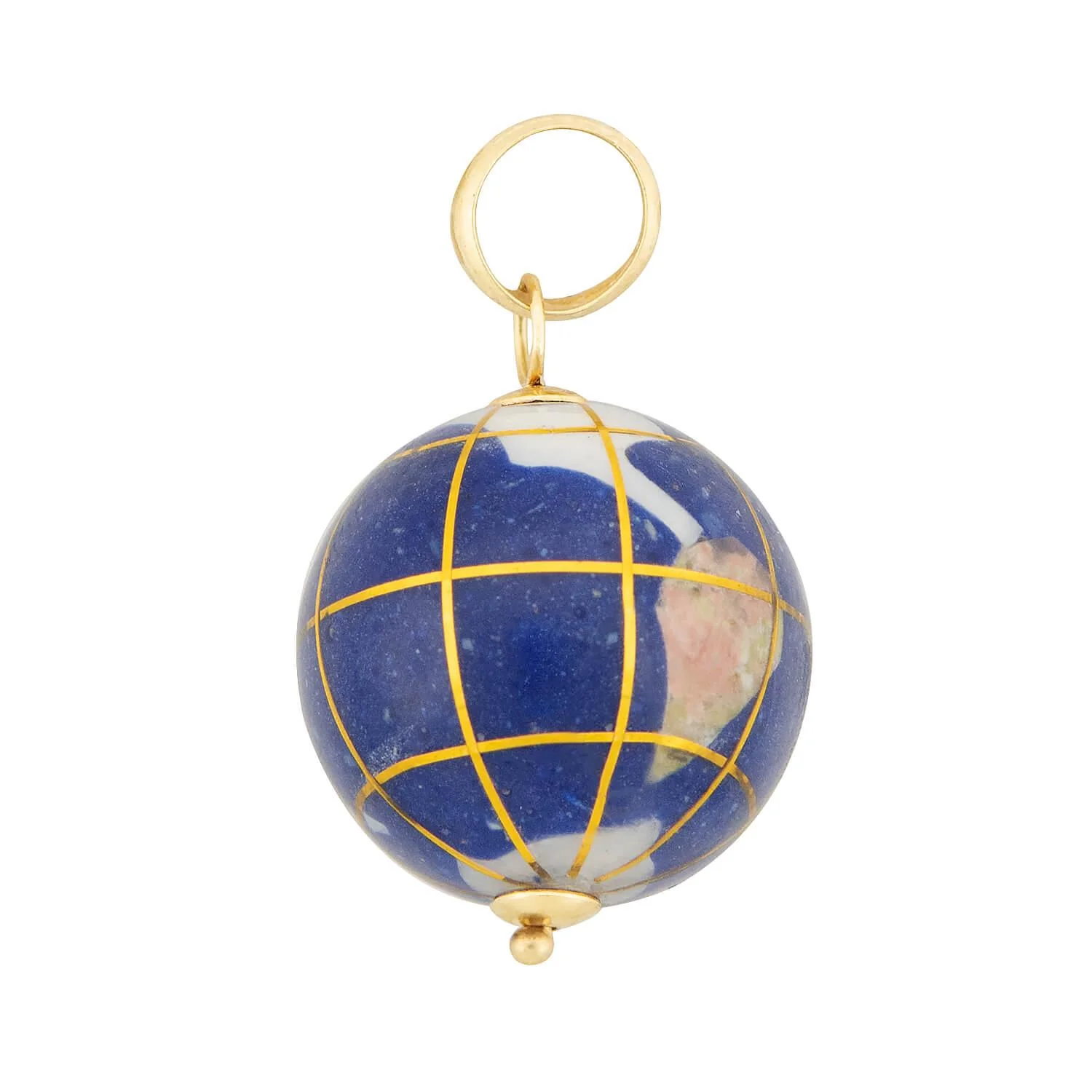 Vintage 14k Enamel and Inlaid Stone World Globe Charm - Image 3