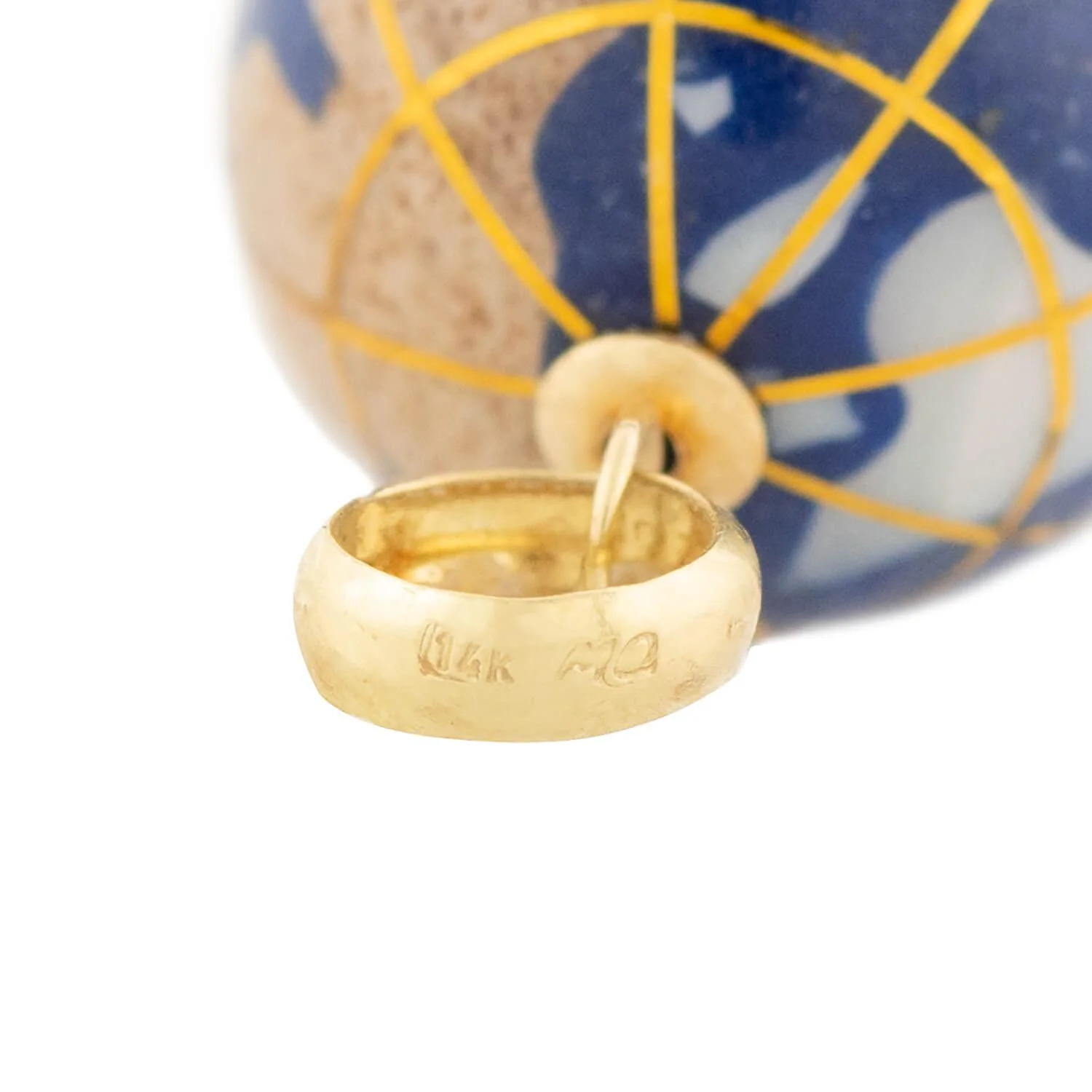 Vintage 14k Enamel and Inlaid Stone World Globe Charm - Image 4