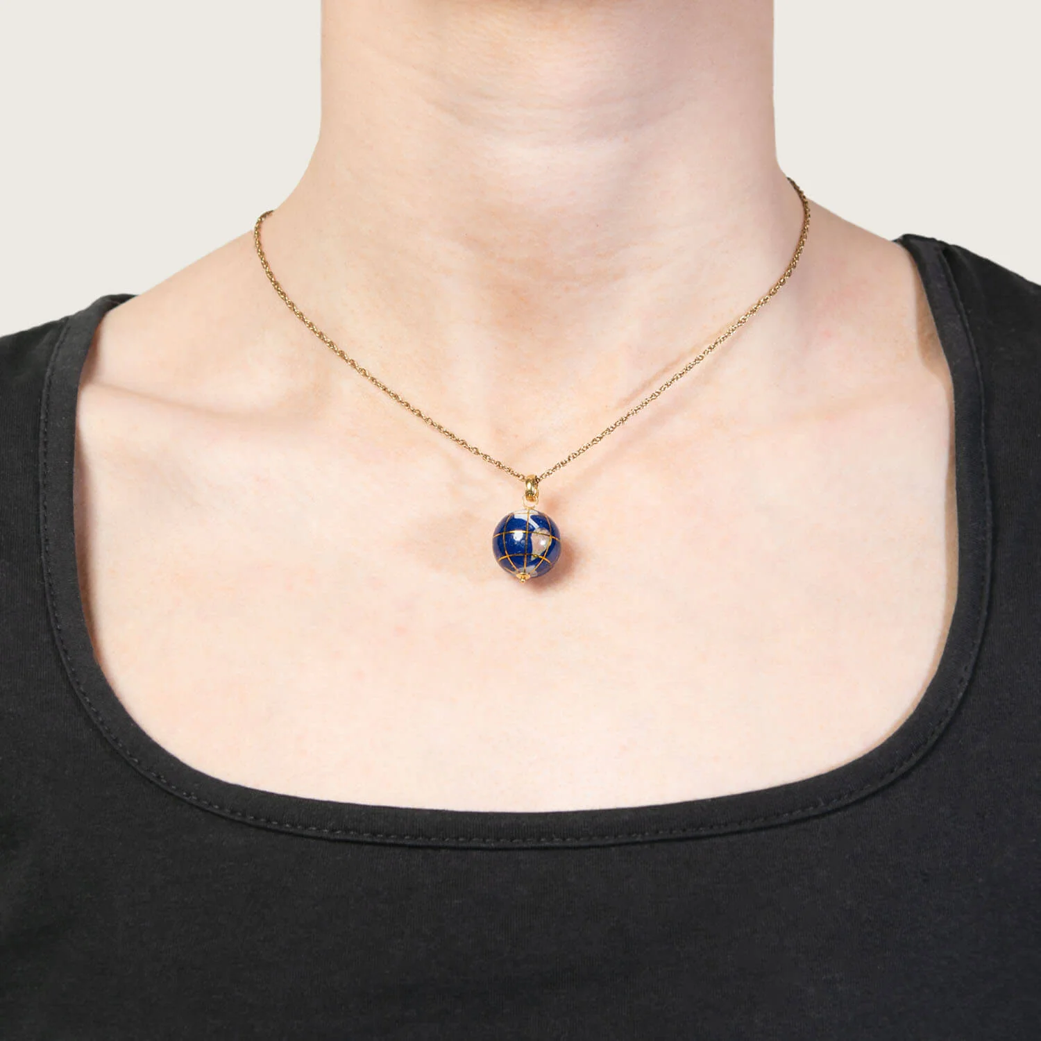 Vintage 14k Enamel and Inlaid Stone World Globe Charm - Image 5