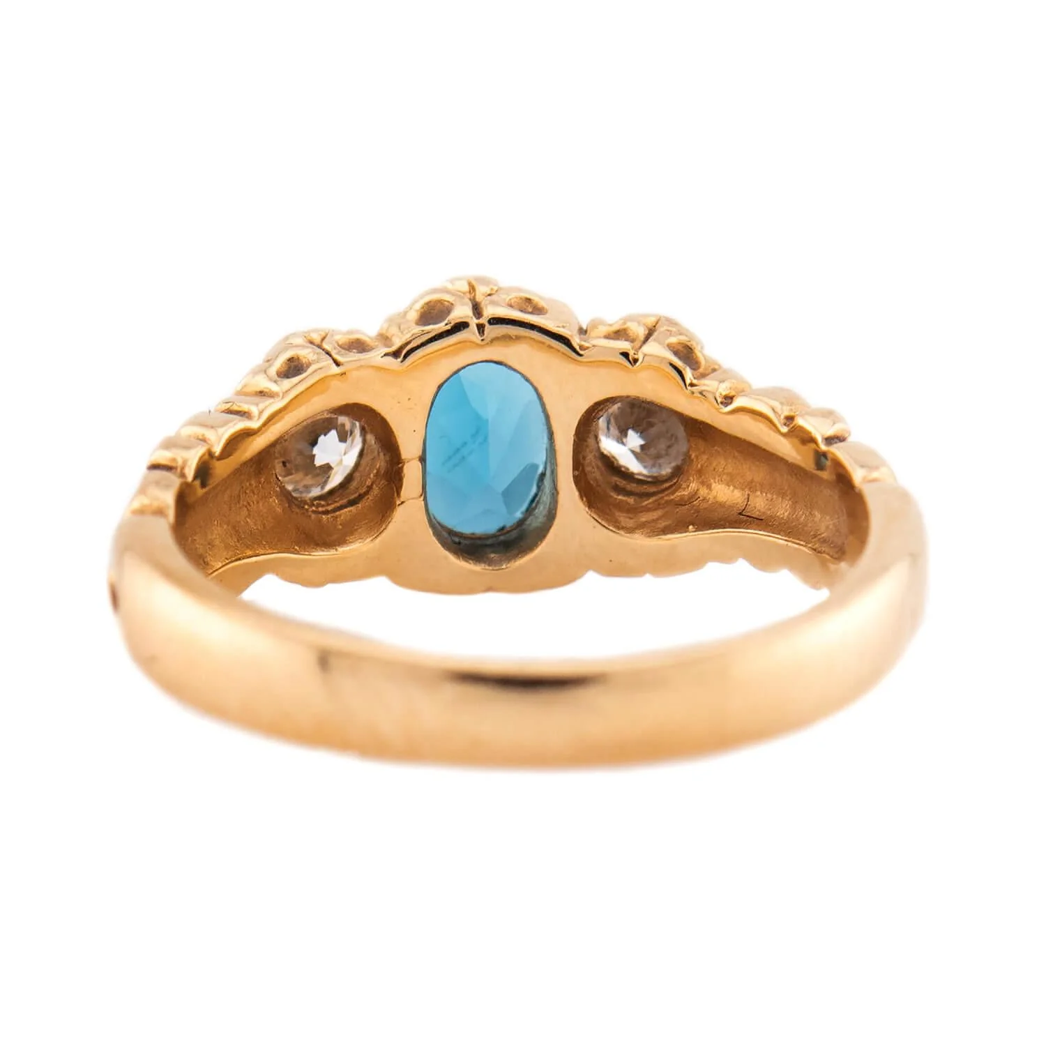 Vintage 14k London Topaz & Diamond Three Stone Ring - Image 5