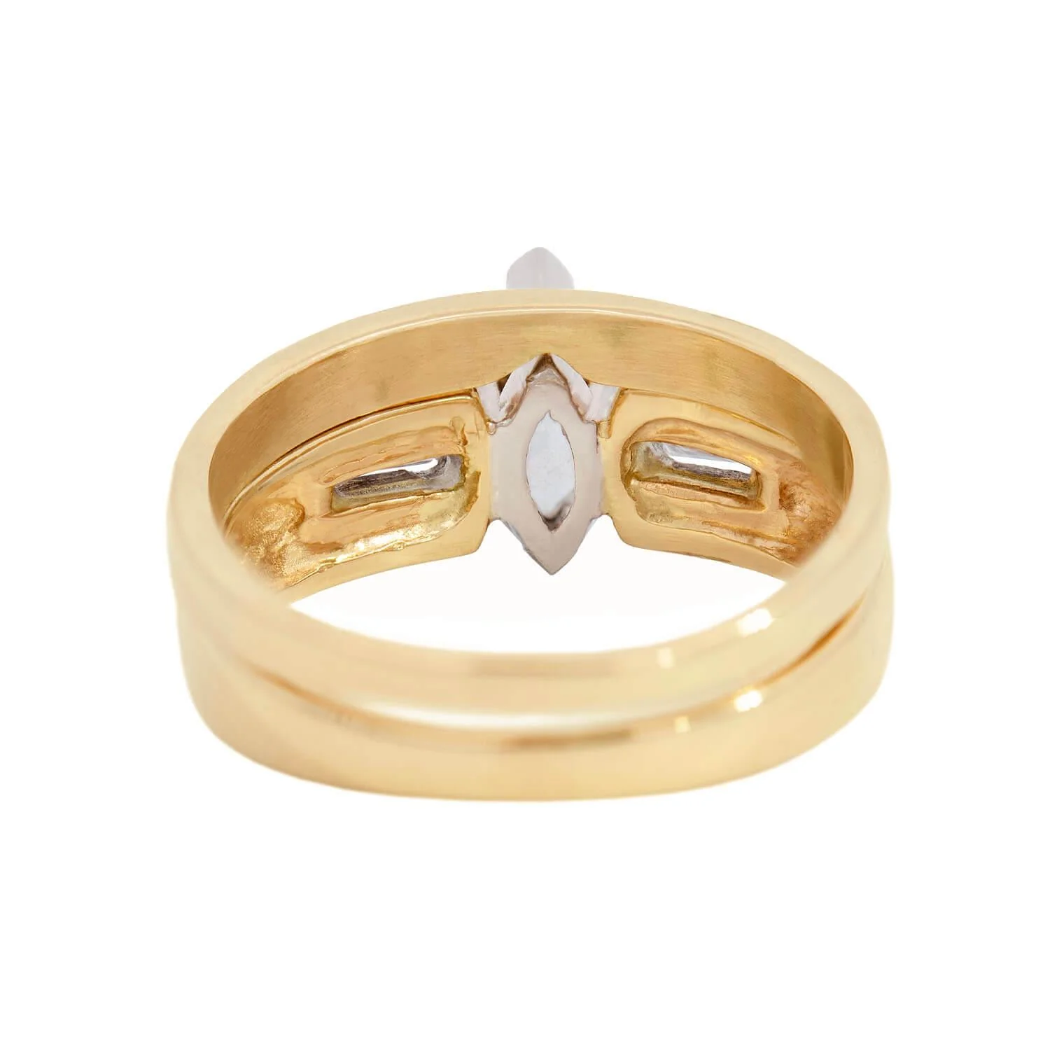 Vintage 14k Marquise Cut Diamond Engagement Ring and Wedding Band Set 0.65ct - Image 5