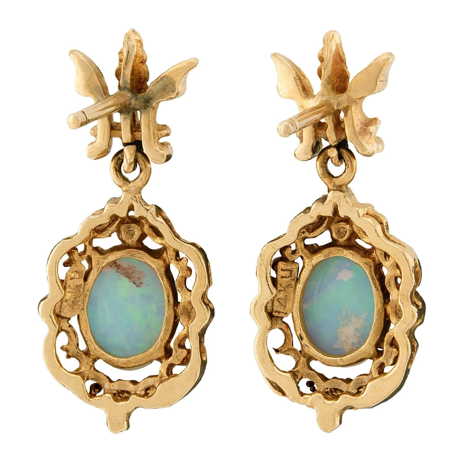 Vintage 14k Opal Dangle Earrings - Image 3