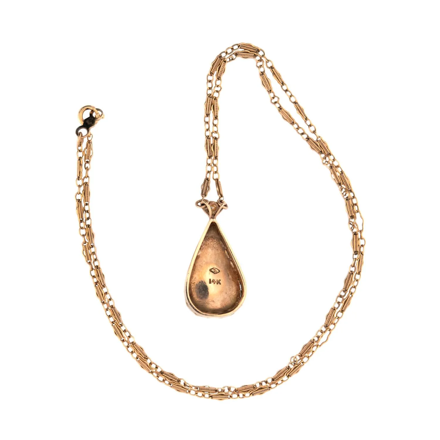 Vintage 14k Opal & Diamond Pendant Necklace - Image 4
