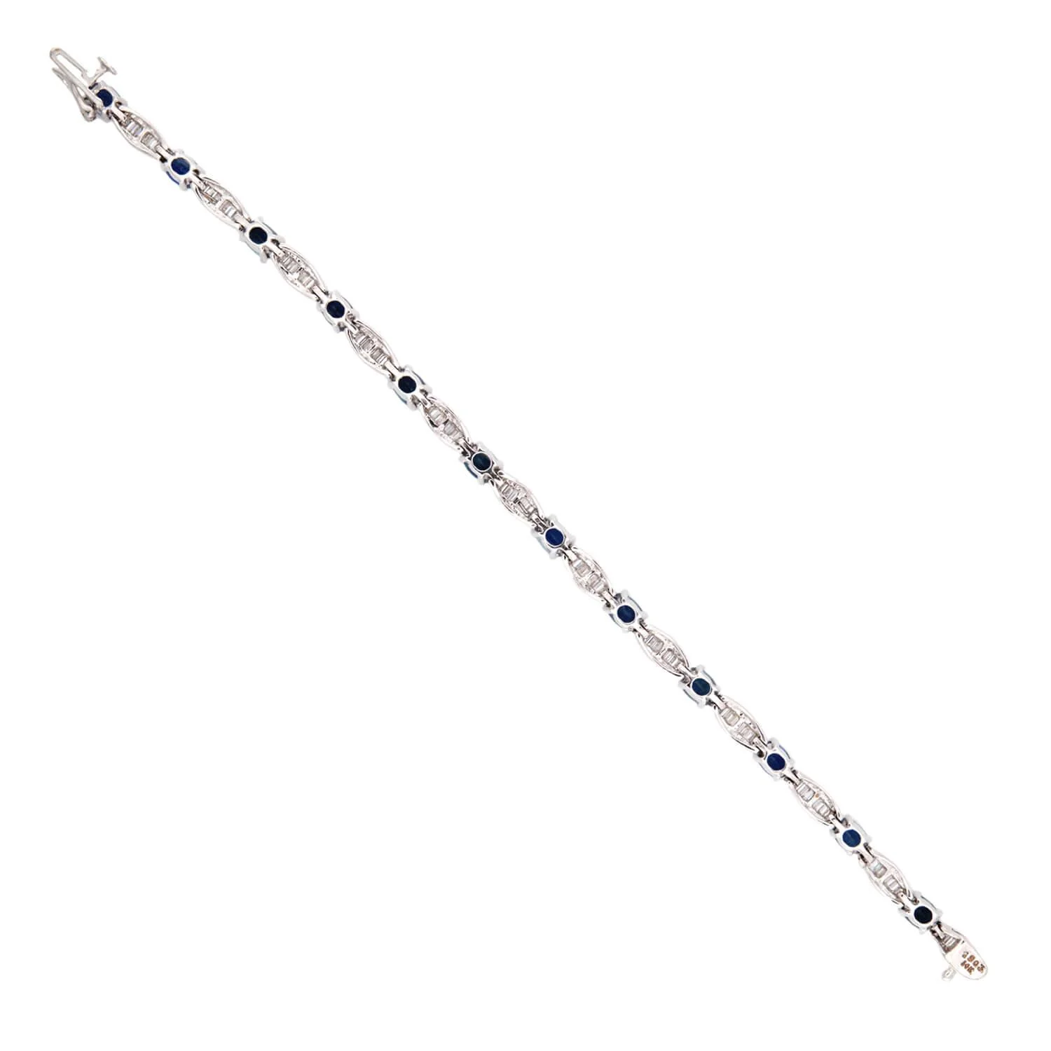 Vintage 14k Sapphire & Diamond Line Bracelet - Image 5