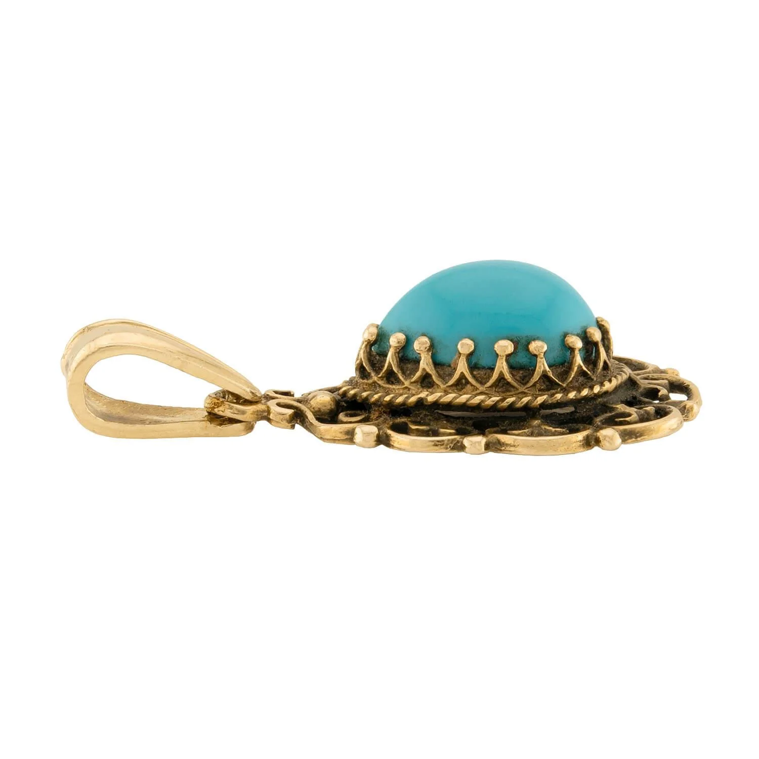 Vintage 14k Turquoise Pendant/Charm - Image 2