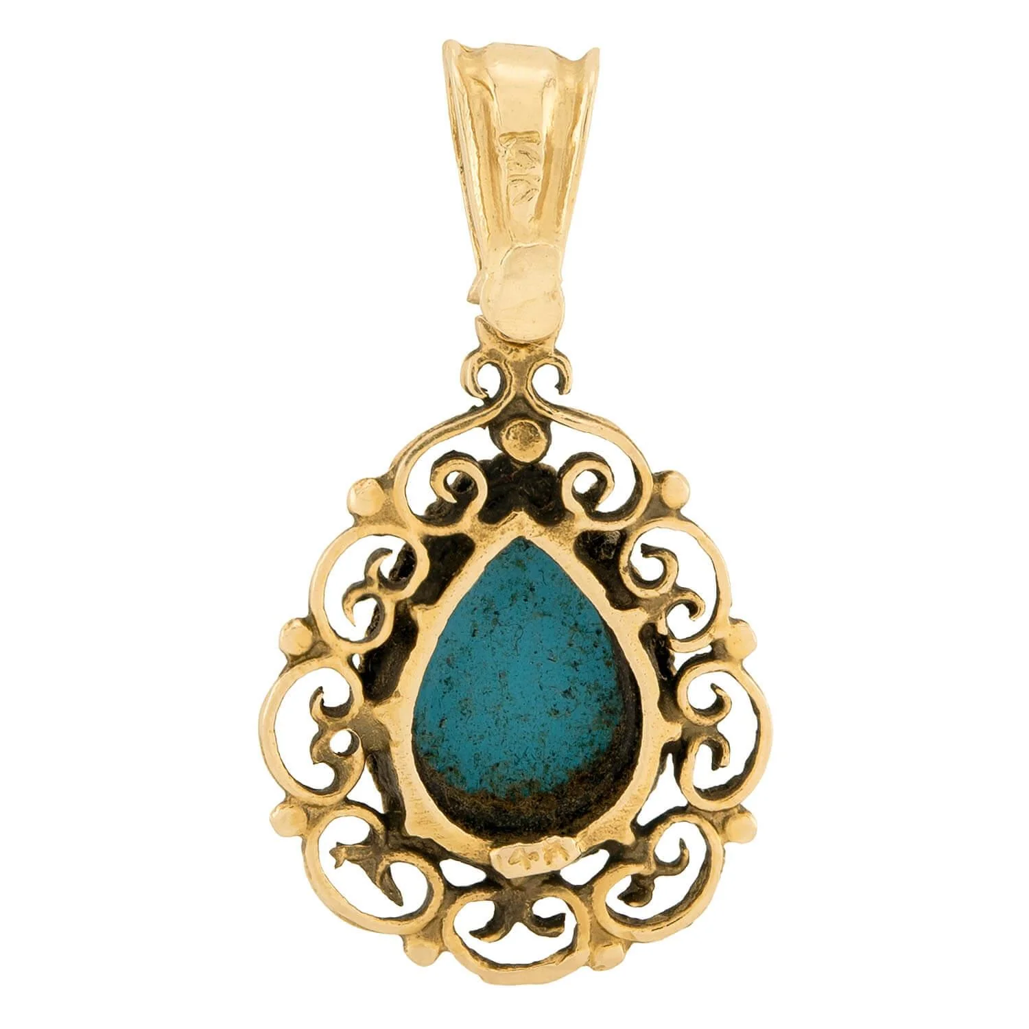 Vintage 14k Turquoise Pendant/Charm - Image 3