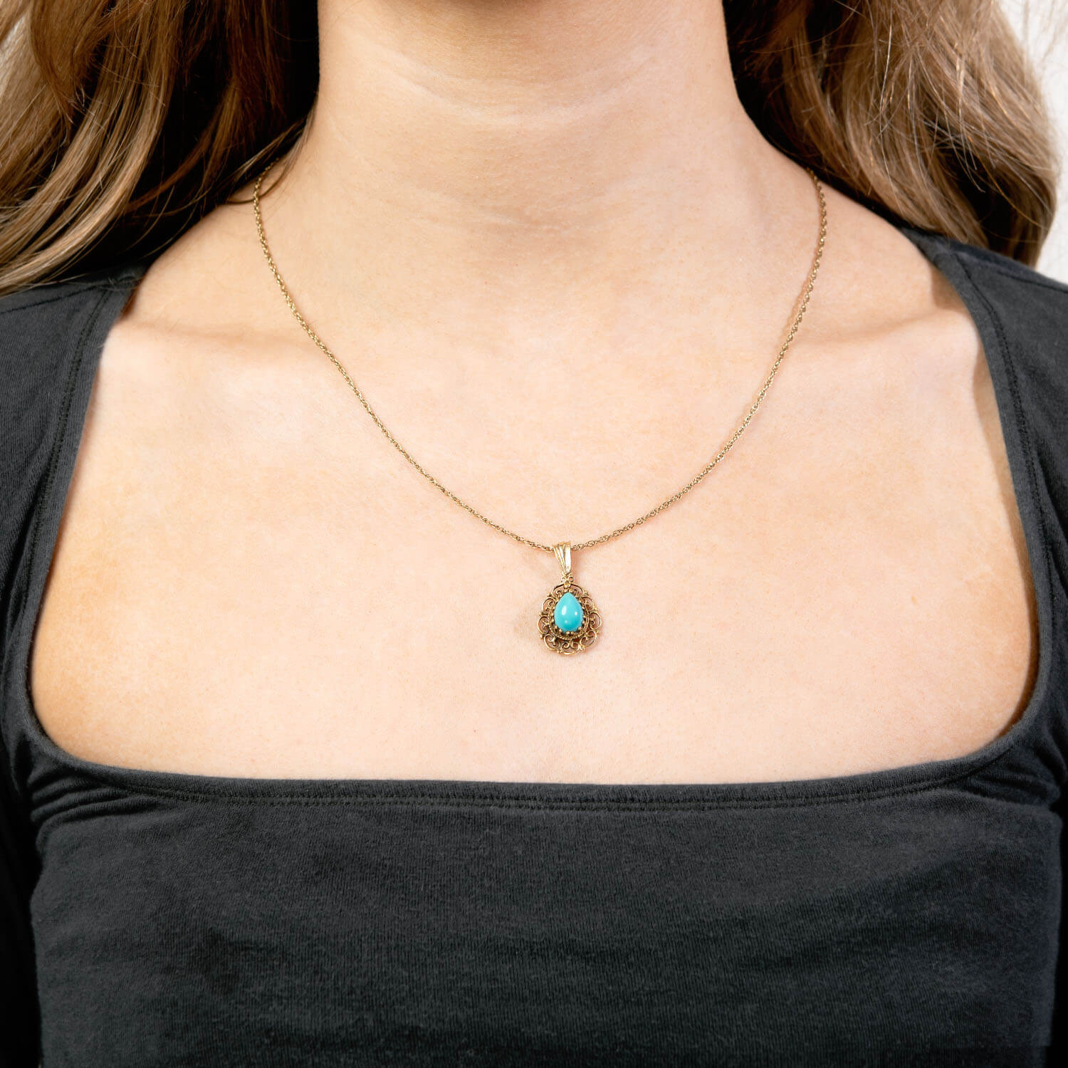 Vintage 14k Turquoise Pendant/Charm - Image 4