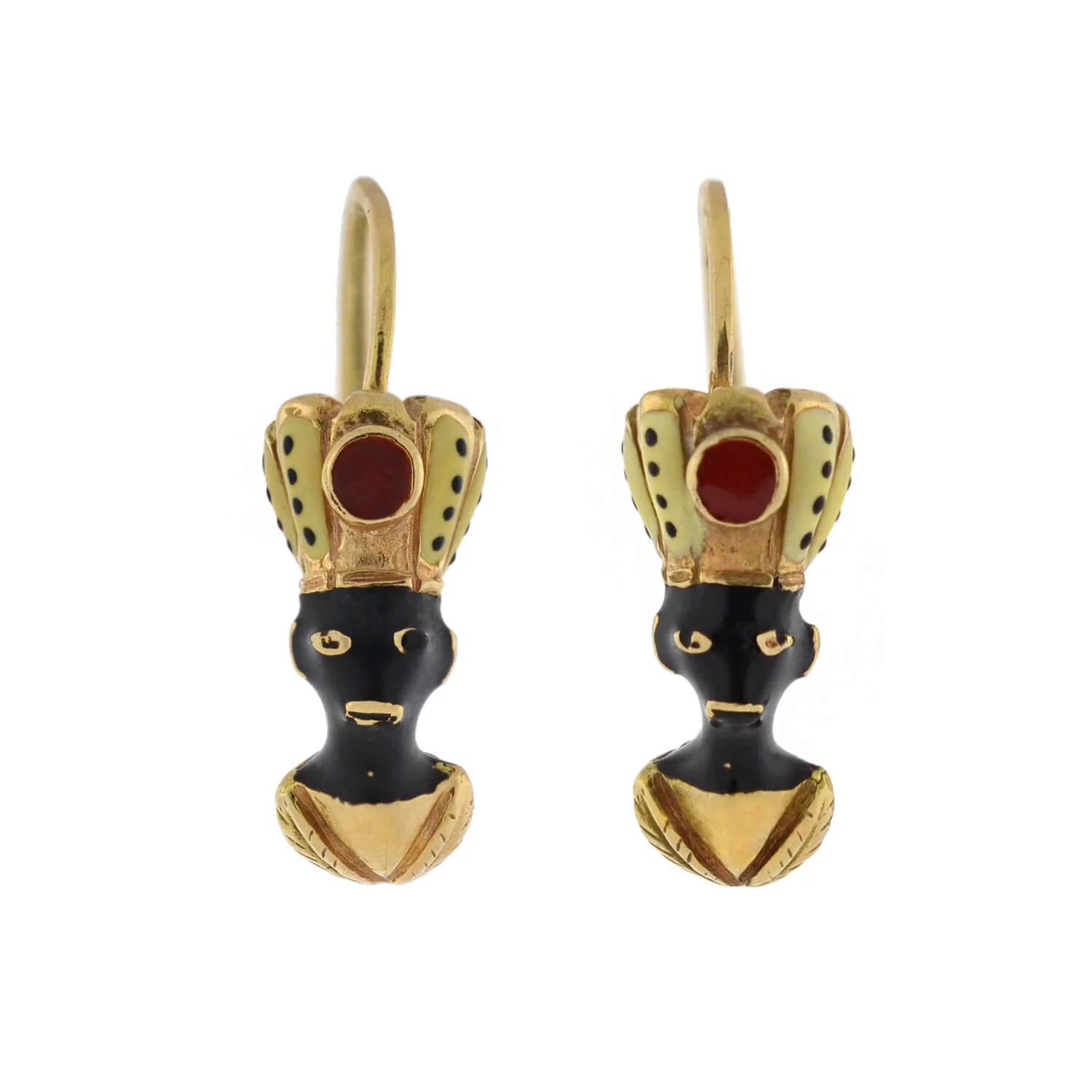 Vintage 14kt Enameled Blackamoor Earrings - Image 2