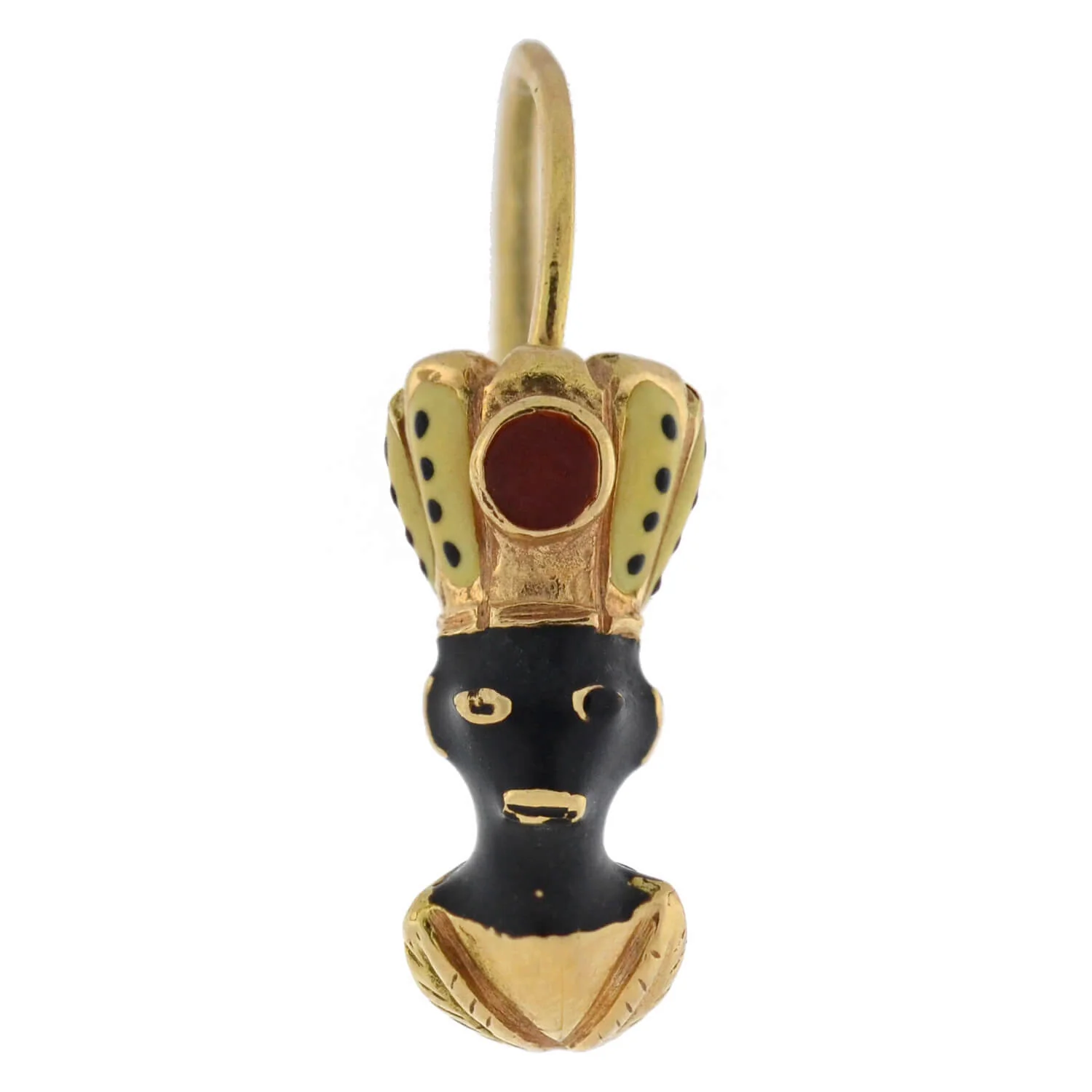 Vintage 14kt Enameled Blackamoor Earrings - Image 3