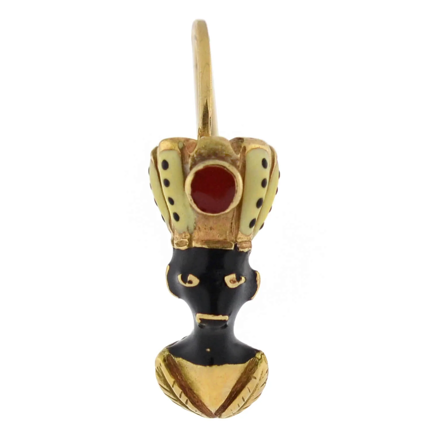 Vintage 14kt Enameled Blackamoor Earrings - Image 4
