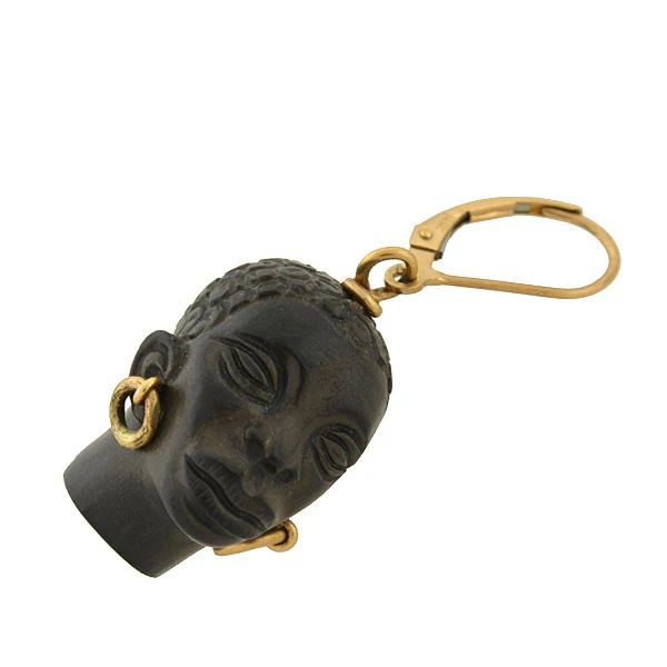 Vintage 14kt Hand Carved Blackamoor Earrings - Image 2